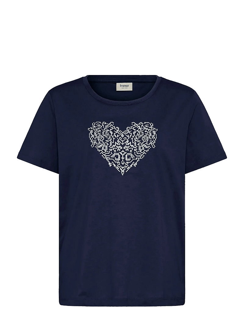 Fransa - FRRIASA TEE 1 - t-shirts - navy w. white emb. - 1