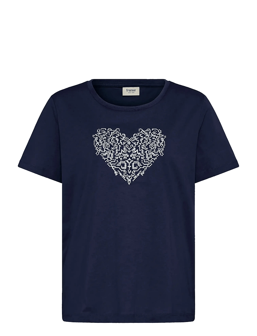 Fransa - FRRIASA TEE 1 - t-shirts - navy w. white emb. - 1