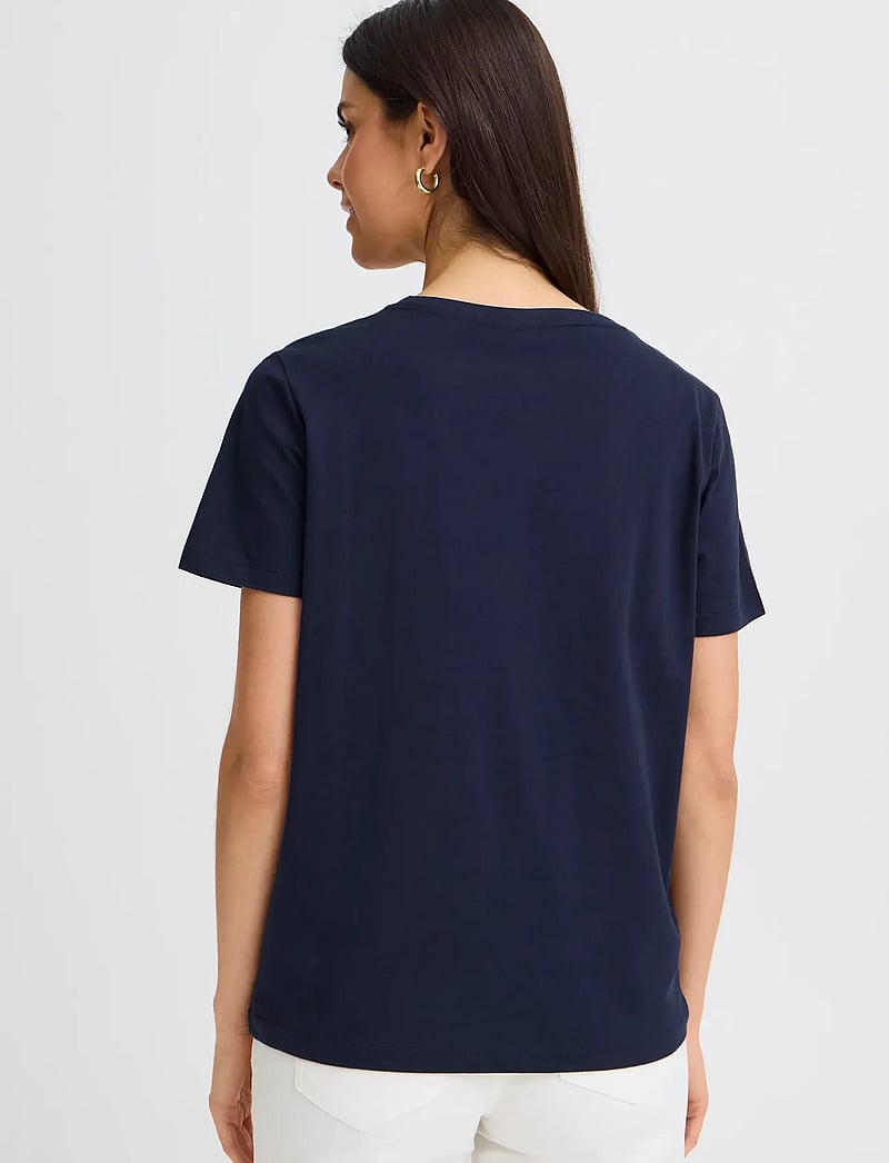 Fransa - FRRIASA TEE 1 - t-shirts - navy w. white emb. - 4