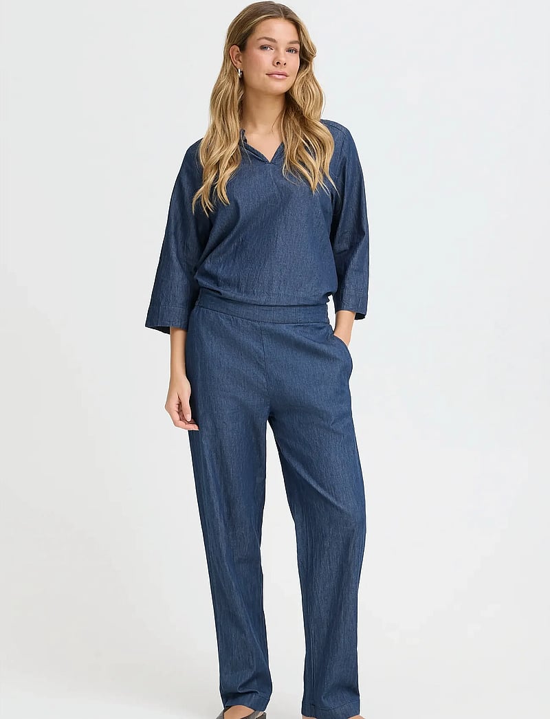 Fransa - FRLARISSA PA 2 - raka byxor - mid blue denim - 0