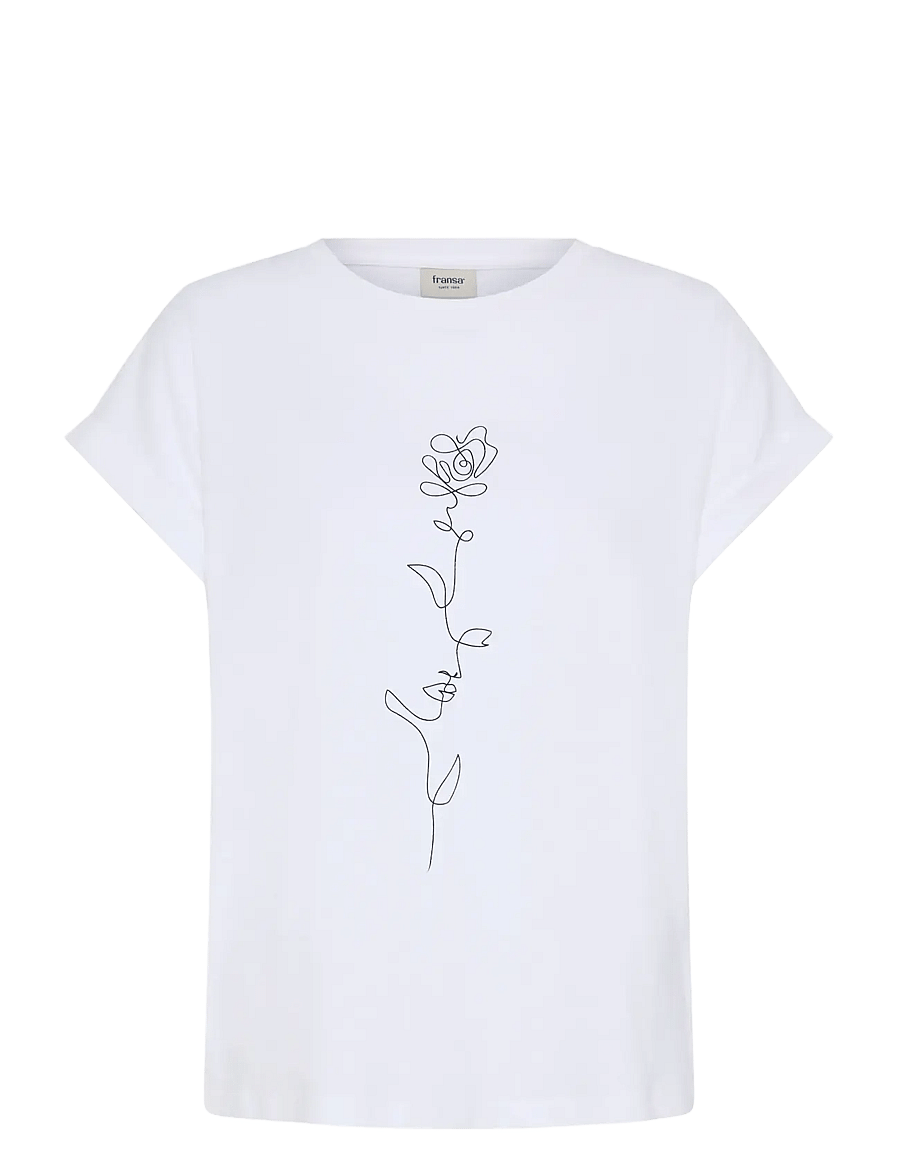 Fransa - FRGALI TEE 1 - t-shirts - blanc de blanc flowerline - 1
