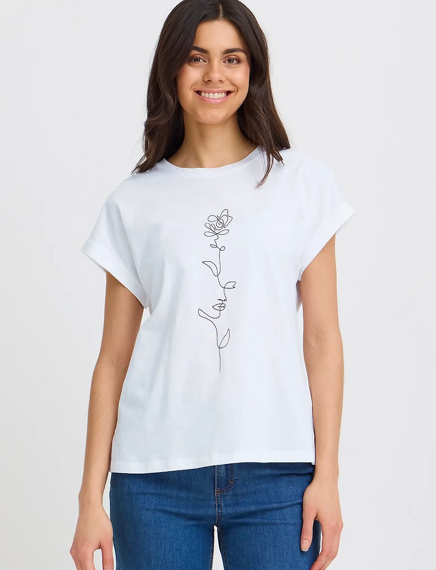 Fransa - FRGALI TEE 1 - t-shirts - blanc de blanc flowerline - 0