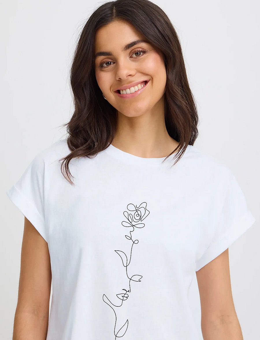 Fransa - FRGALI TEE 1 - t-shirts - blanc de blanc flowerline - 5