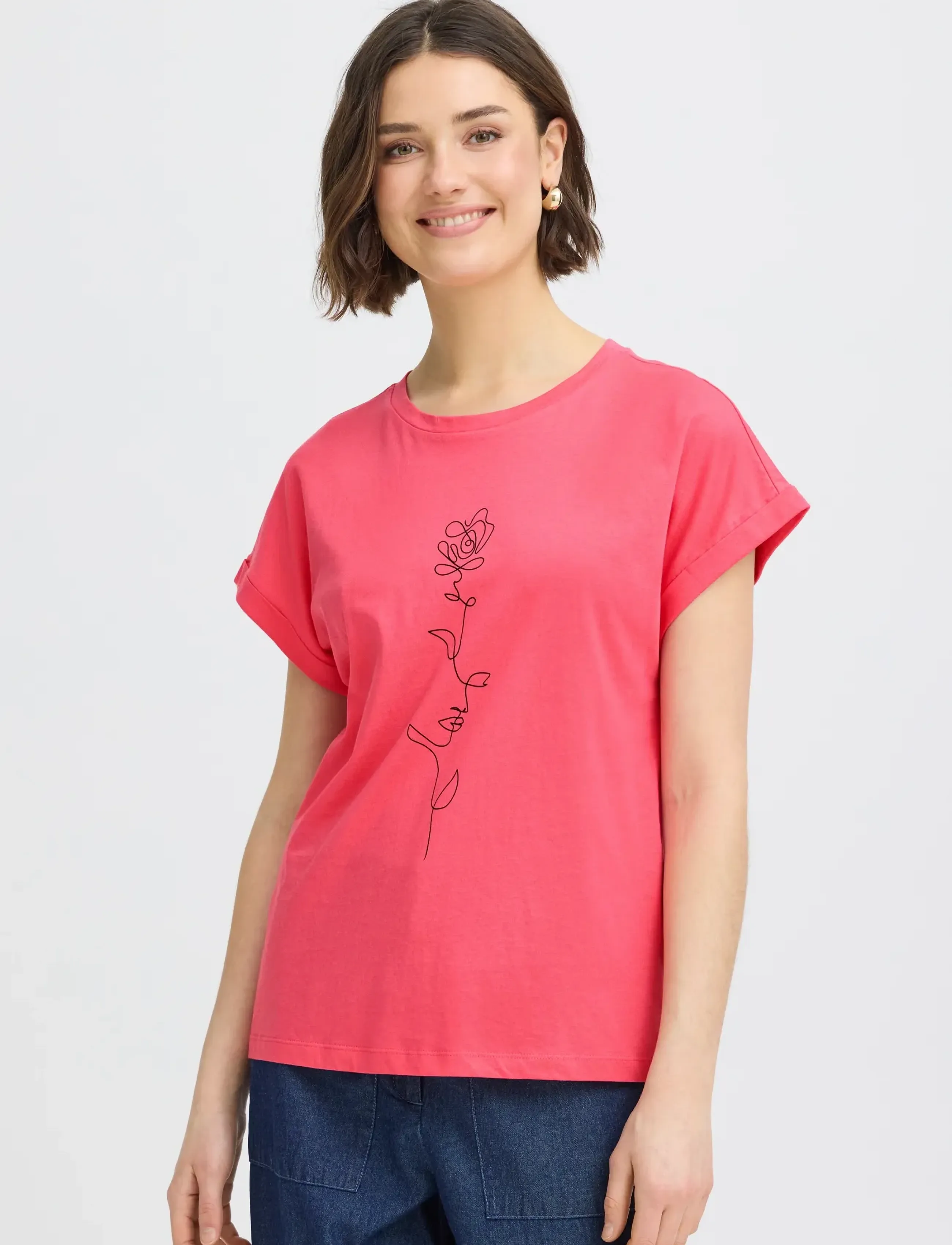 Fransa - FRGALI TEE 1 - t-shirts - honeysuckle flowerline - 3