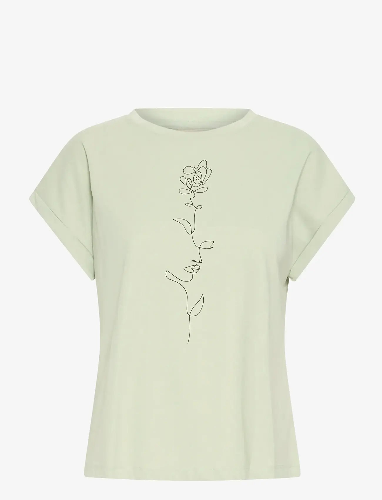Fransa - FRGALI TEE 1 - t-shirts - desert sage flowerline - 1