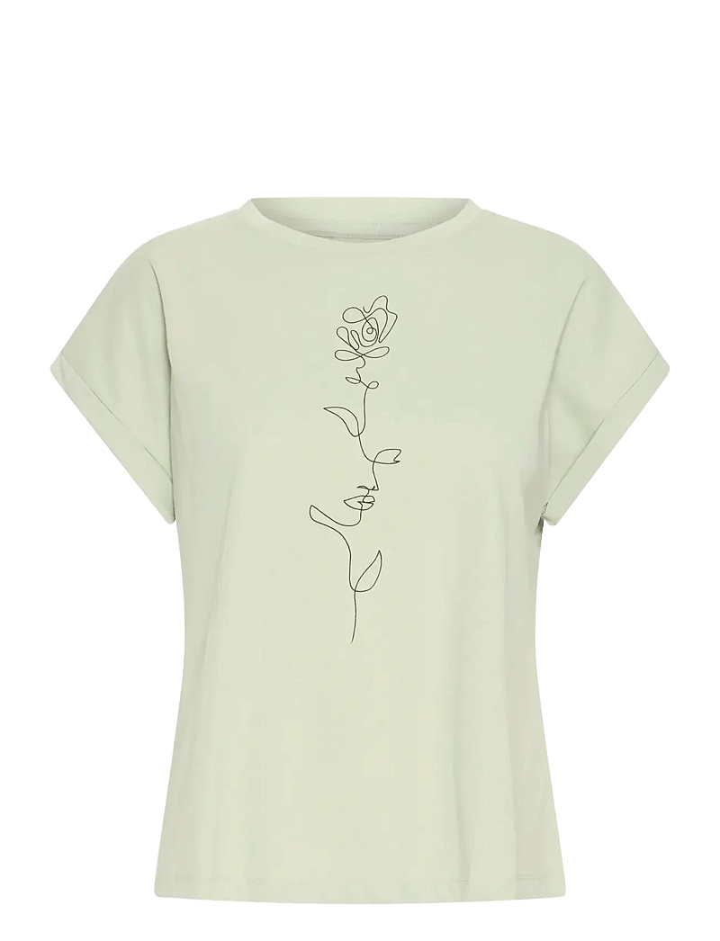 Fransa - FRGALI TEE 1 - t-shirts - desert sage flowerline - 1