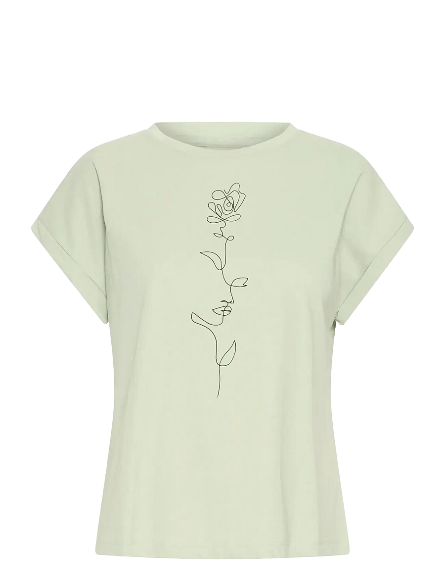 Fransa - FRGALI TEE 1 - t-shirts - desert sage flowerline - 1