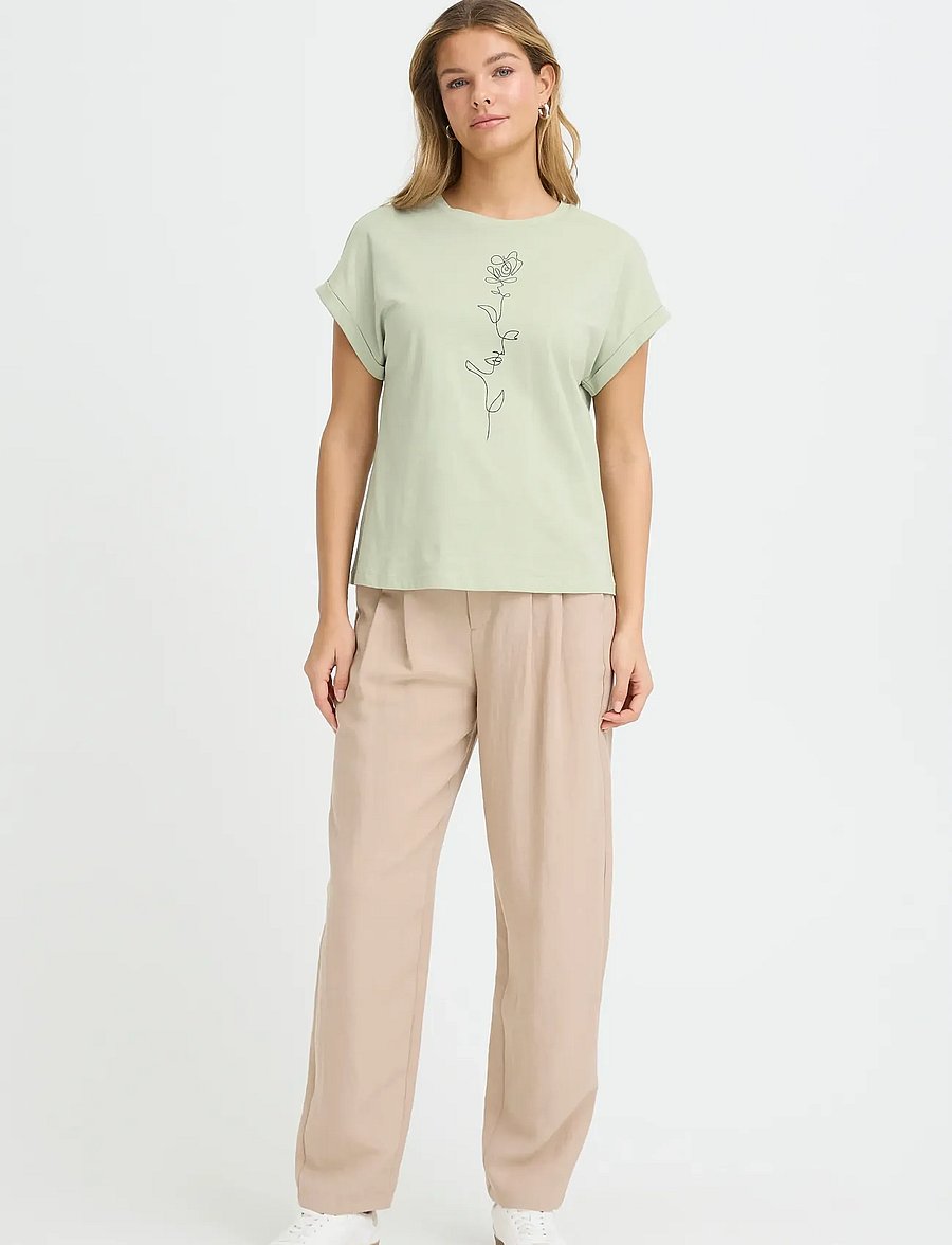 Fransa - FRGALI TEE 1 - t-shirts - desert sage flowerline - 0