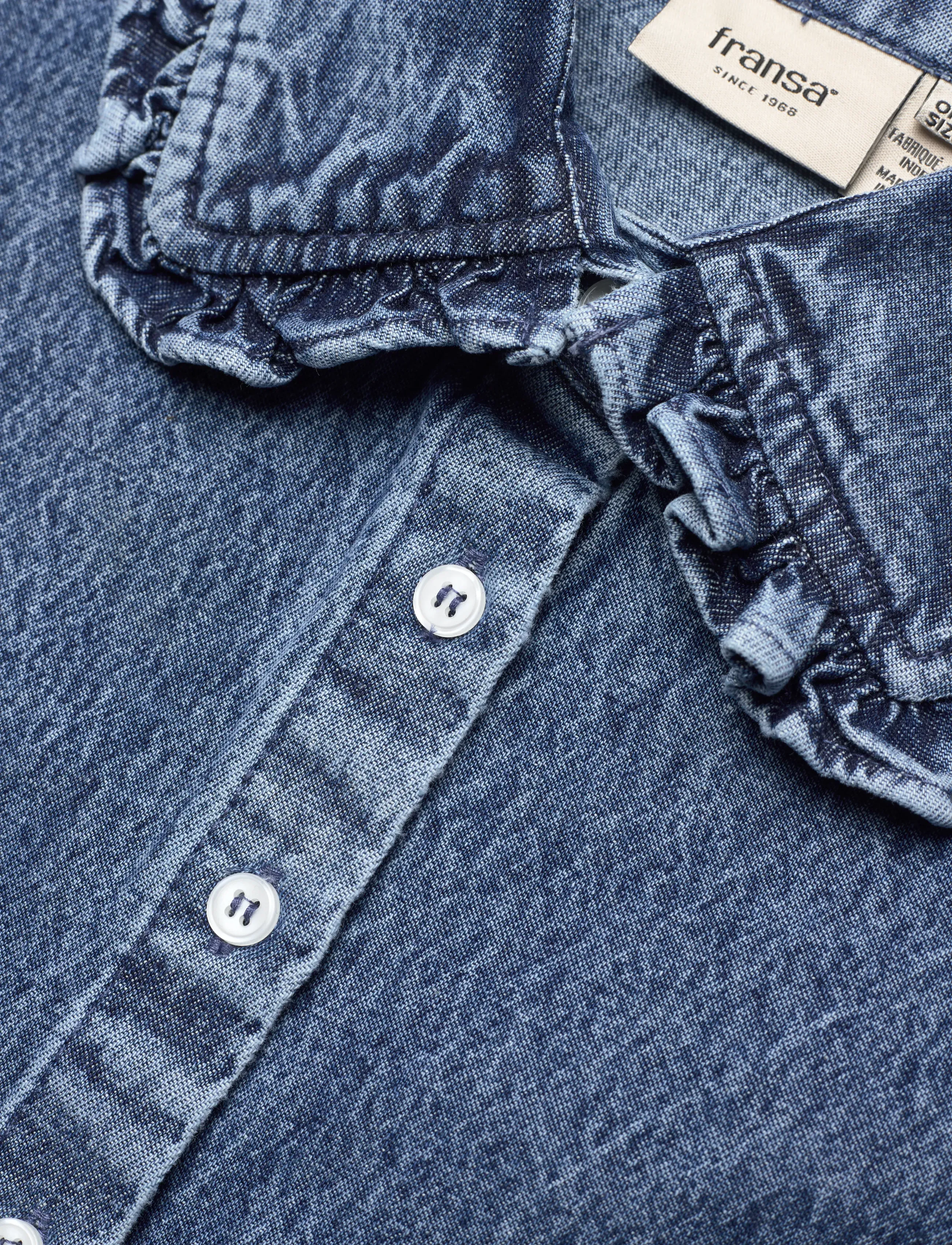 Fransa - FRSORA COLLAR - jeanshemden - mid blue denim - 2