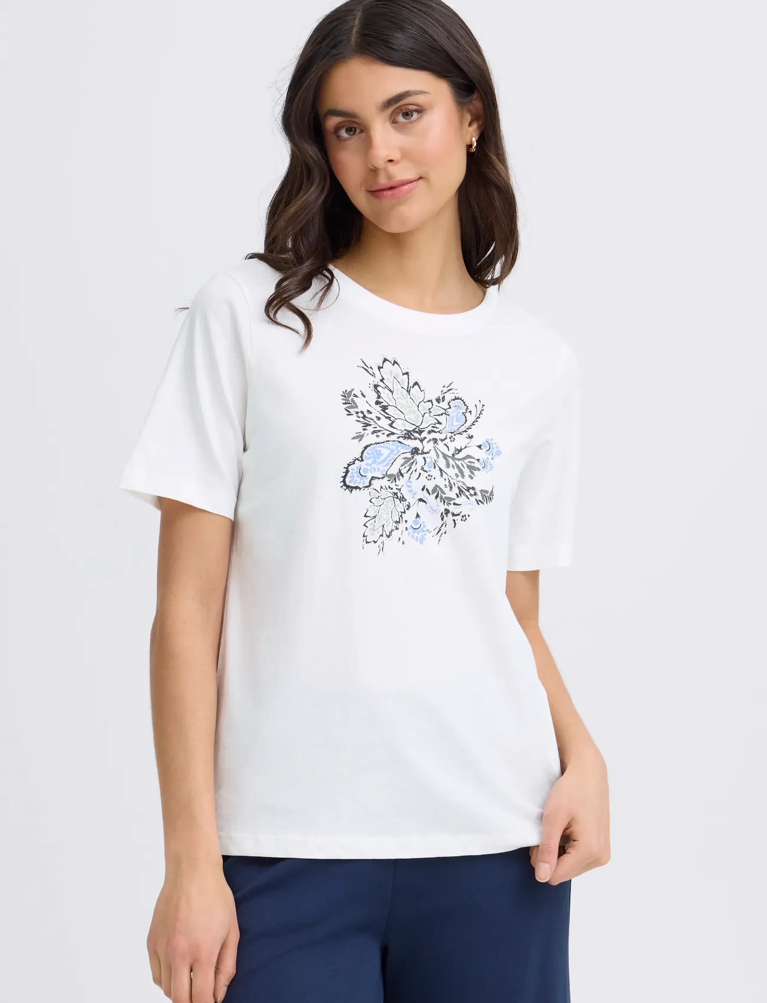 Fransa FRFELICIA TEE 1 - T-shirts & Toppar - WHISPER WHITE MULTI / white