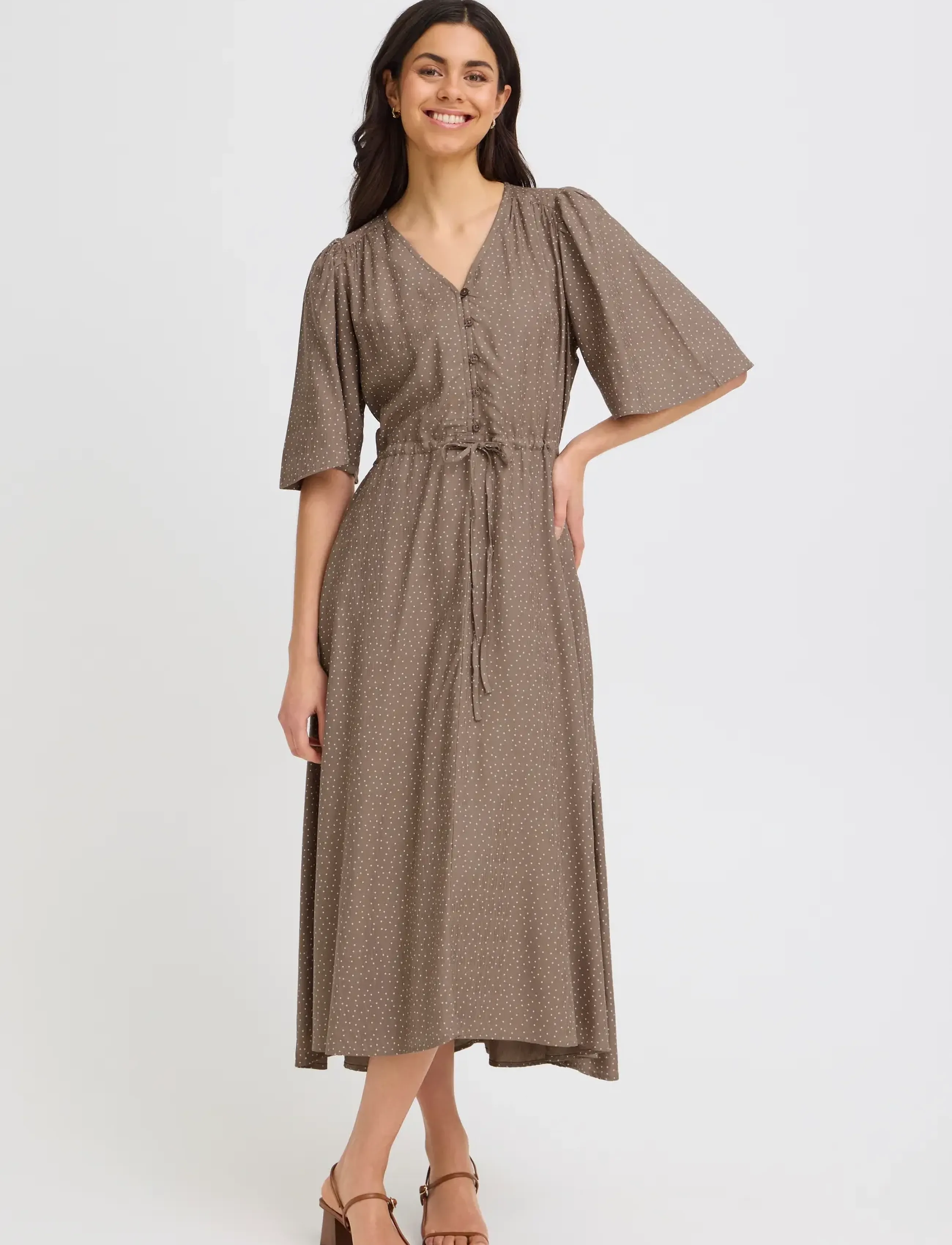 Fransa FRLAYA DR 1 - Summer Dresses - DOT DOTS MOUNTAIN T. WHITE DOT / brown