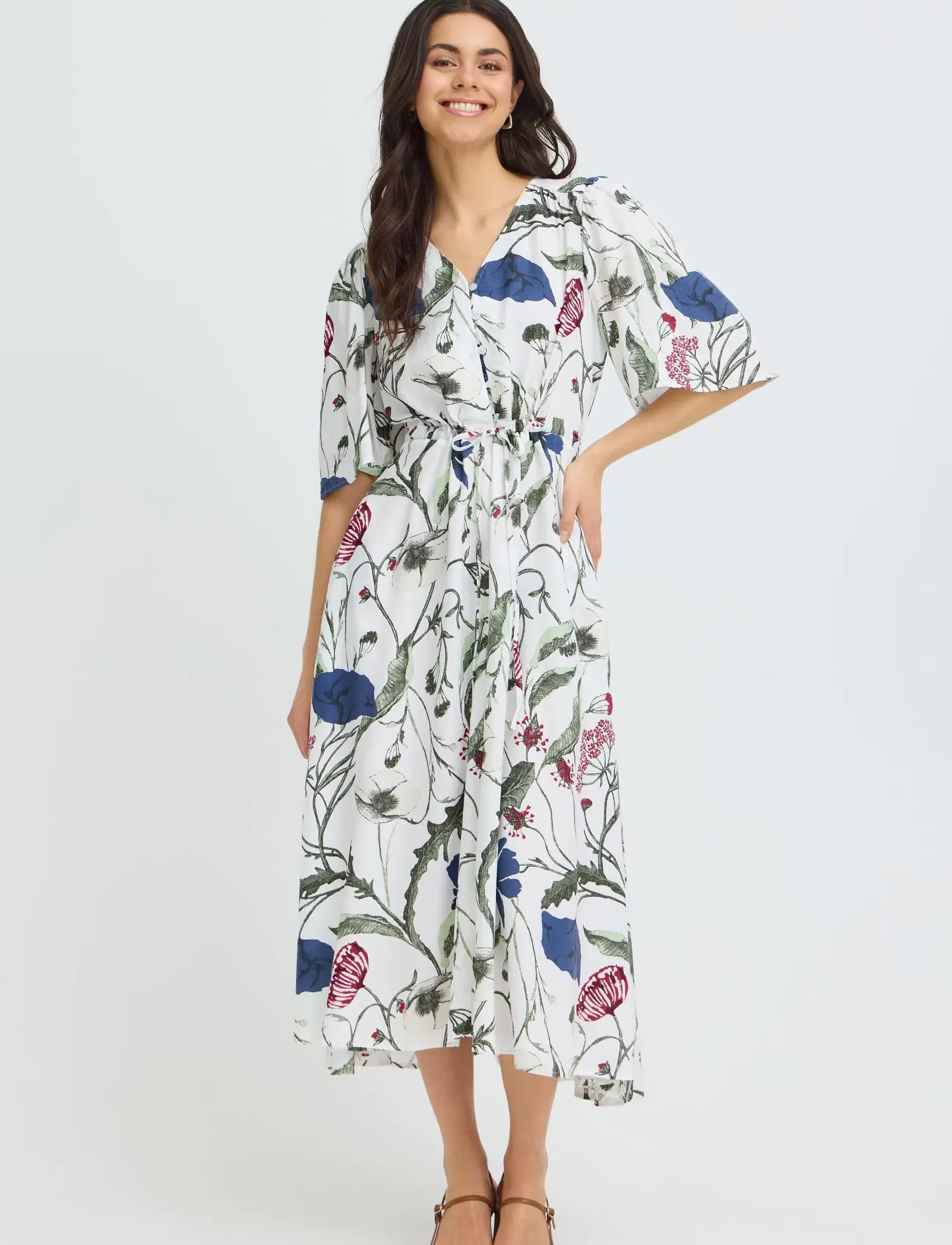 Fransa FRLAYA DR 1 - Fransa - BLUE RED FLORAL / white