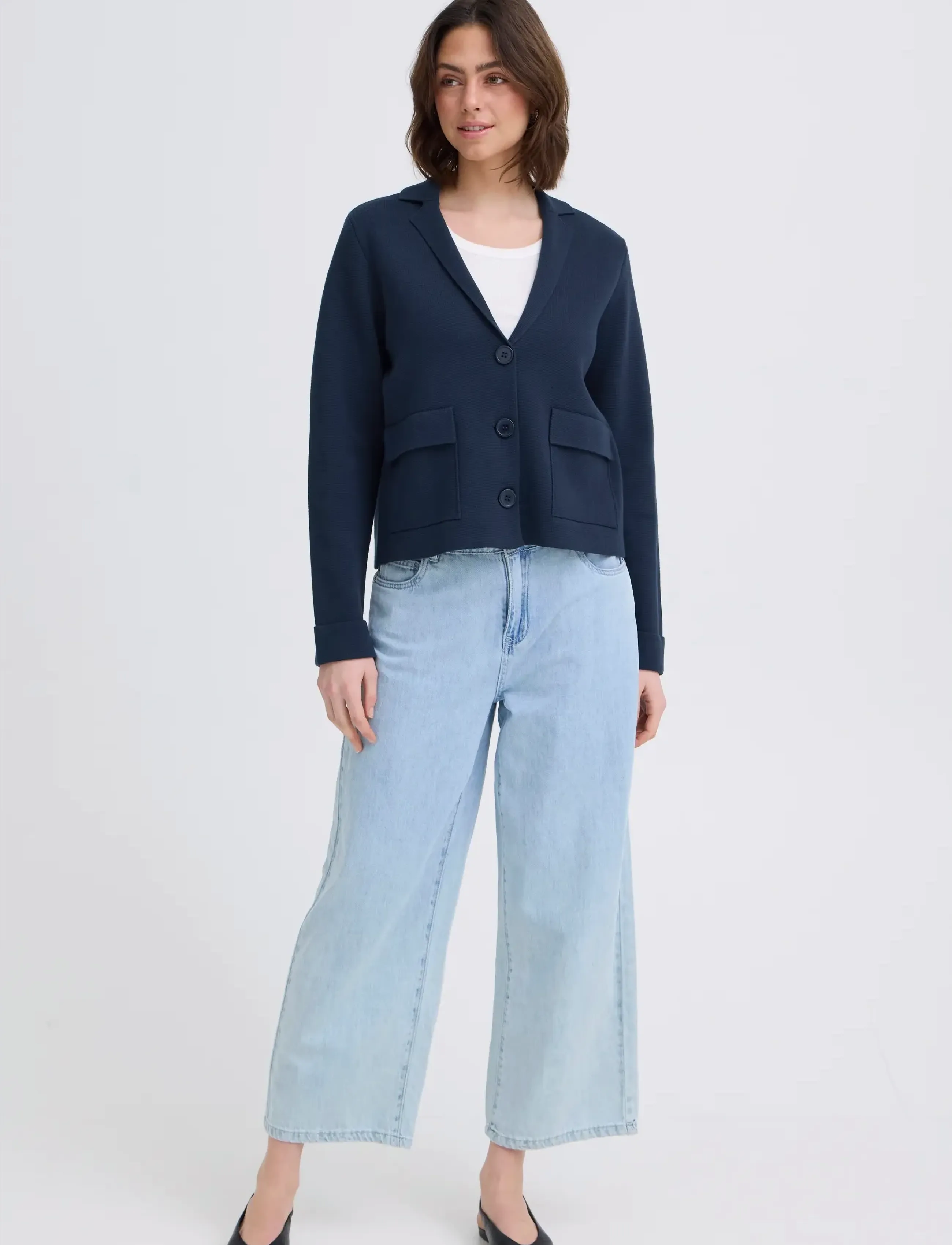 Fransa Frita Car 10, Kvinder, Strikket Blazer, Navy, Str: XXL