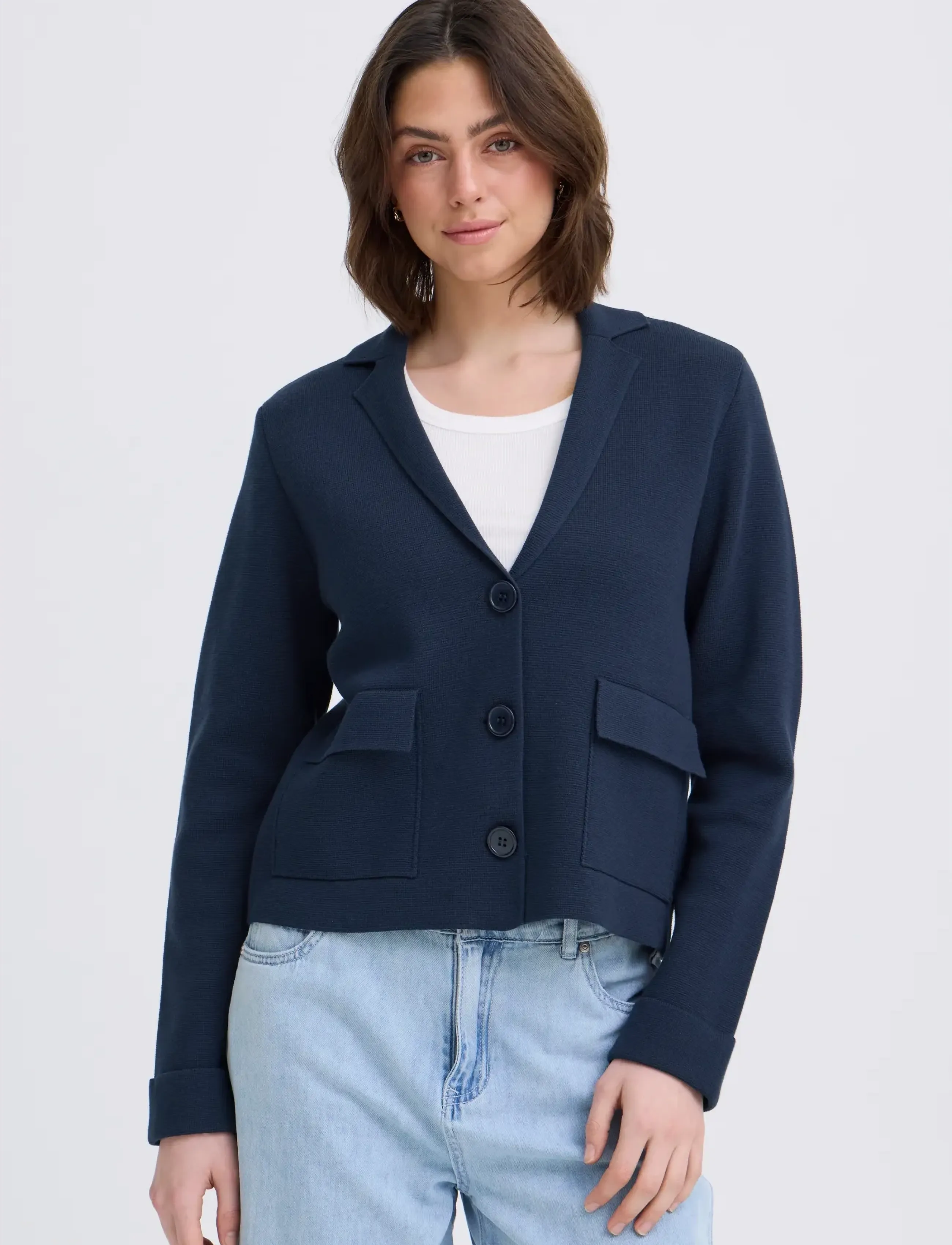 Fransa - FRITA CAR 10 - cardigans - navy blazer - 3