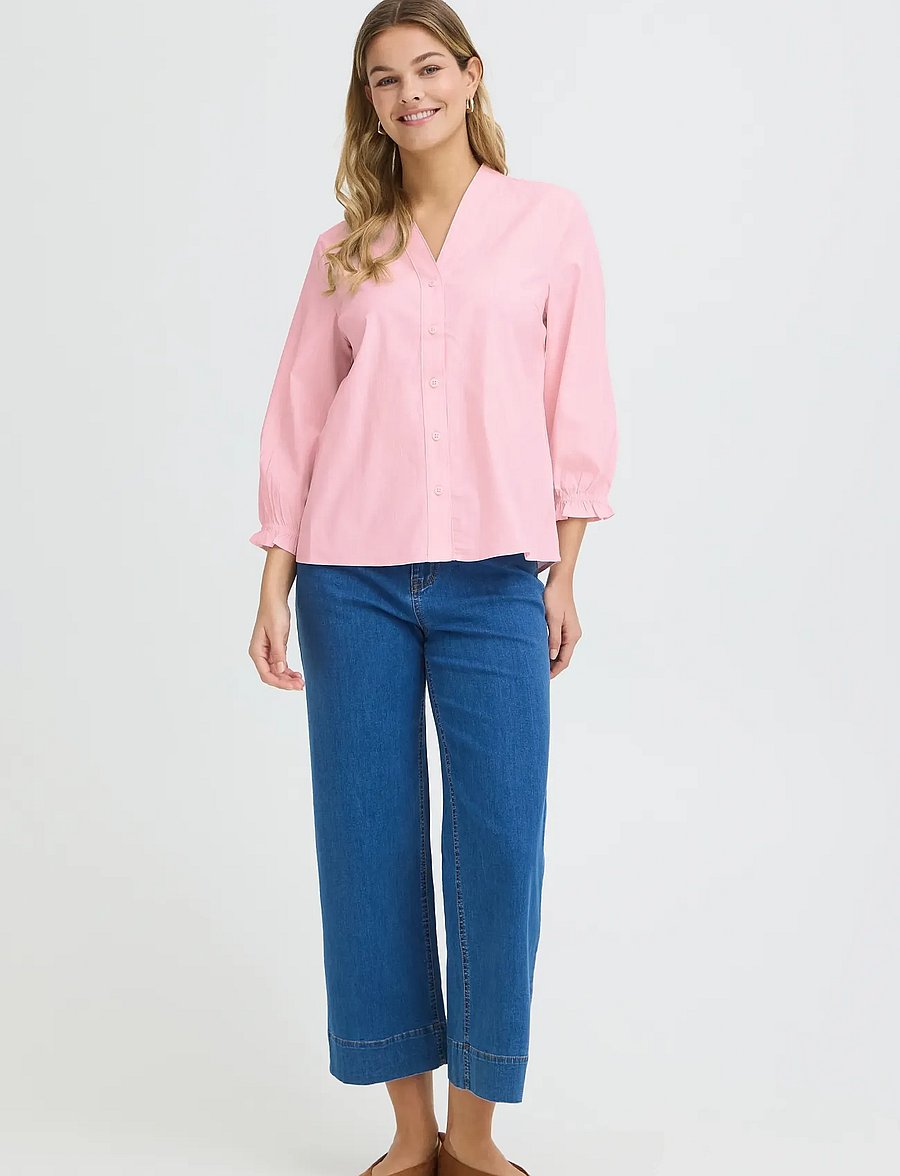 Fransa - FRZANE SH 2 - long-sleeved shirts - lotus w. white stripe - 0