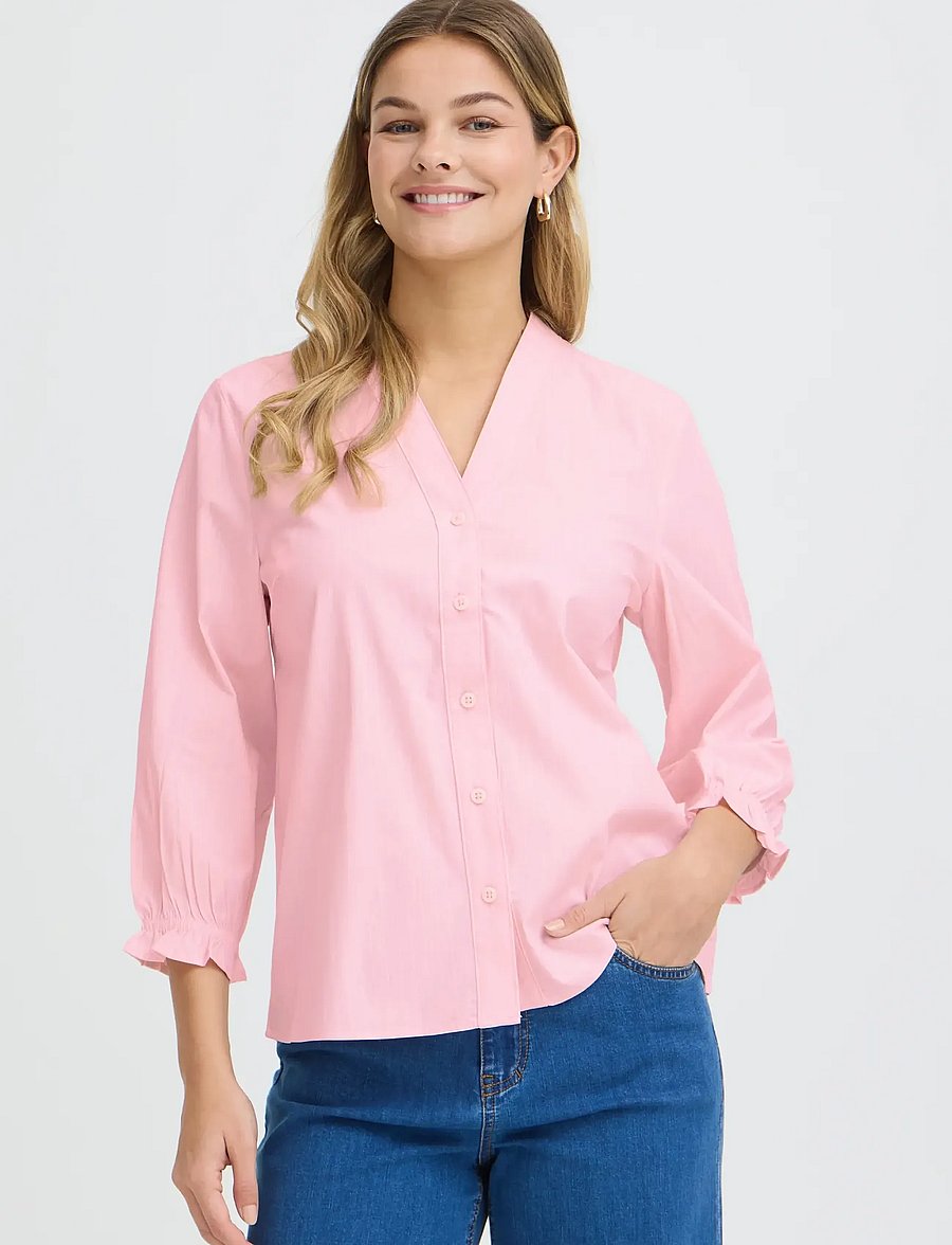 Fransa - FRZANE SH 2 - long-sleeved shirts - lotus w. white stripe - 3
