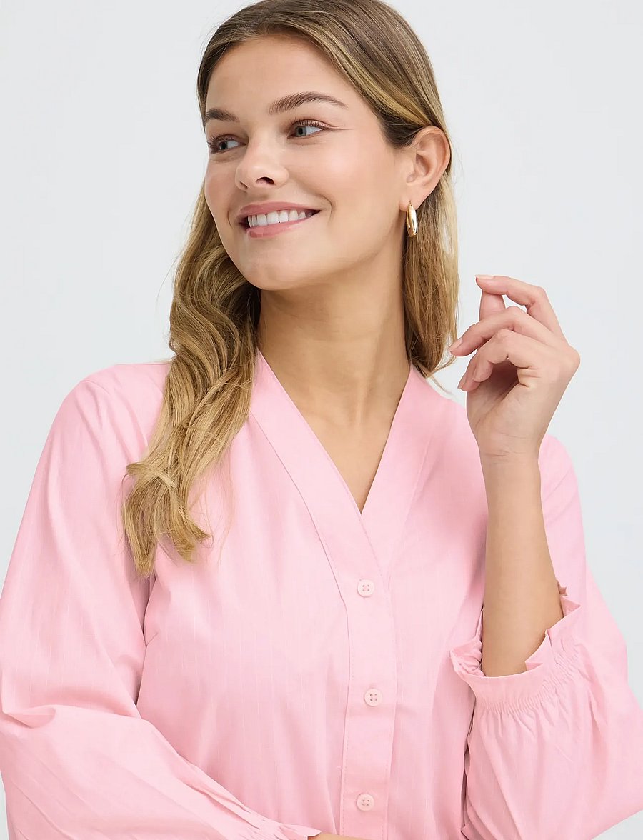 Fransa - FRZANE SH 2 - long-sleeved shirts - lotus w. white stripe - 5