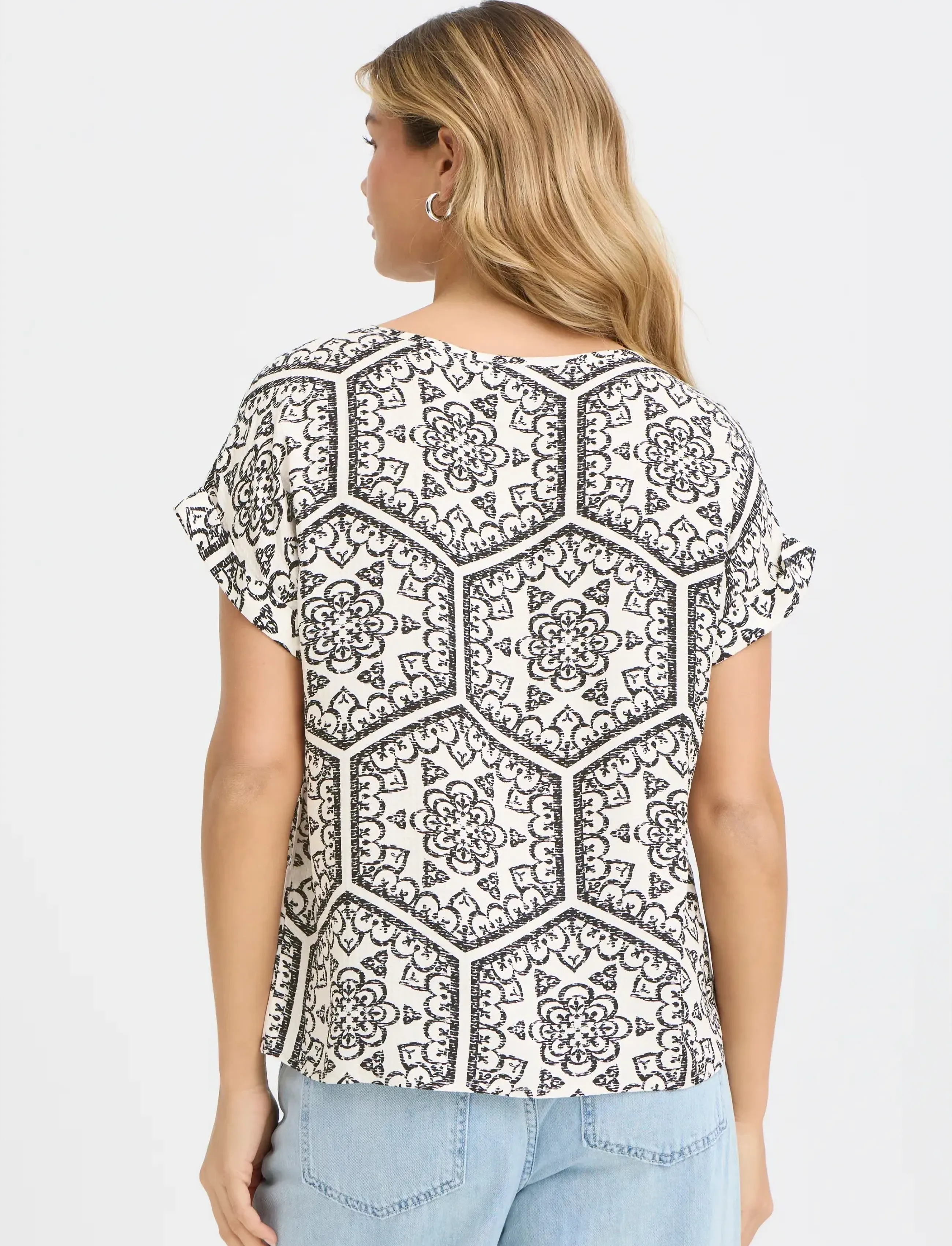 Fransa - FROLINE BL 7 - lühikeste varrukatega pluusid - black boho art - 4