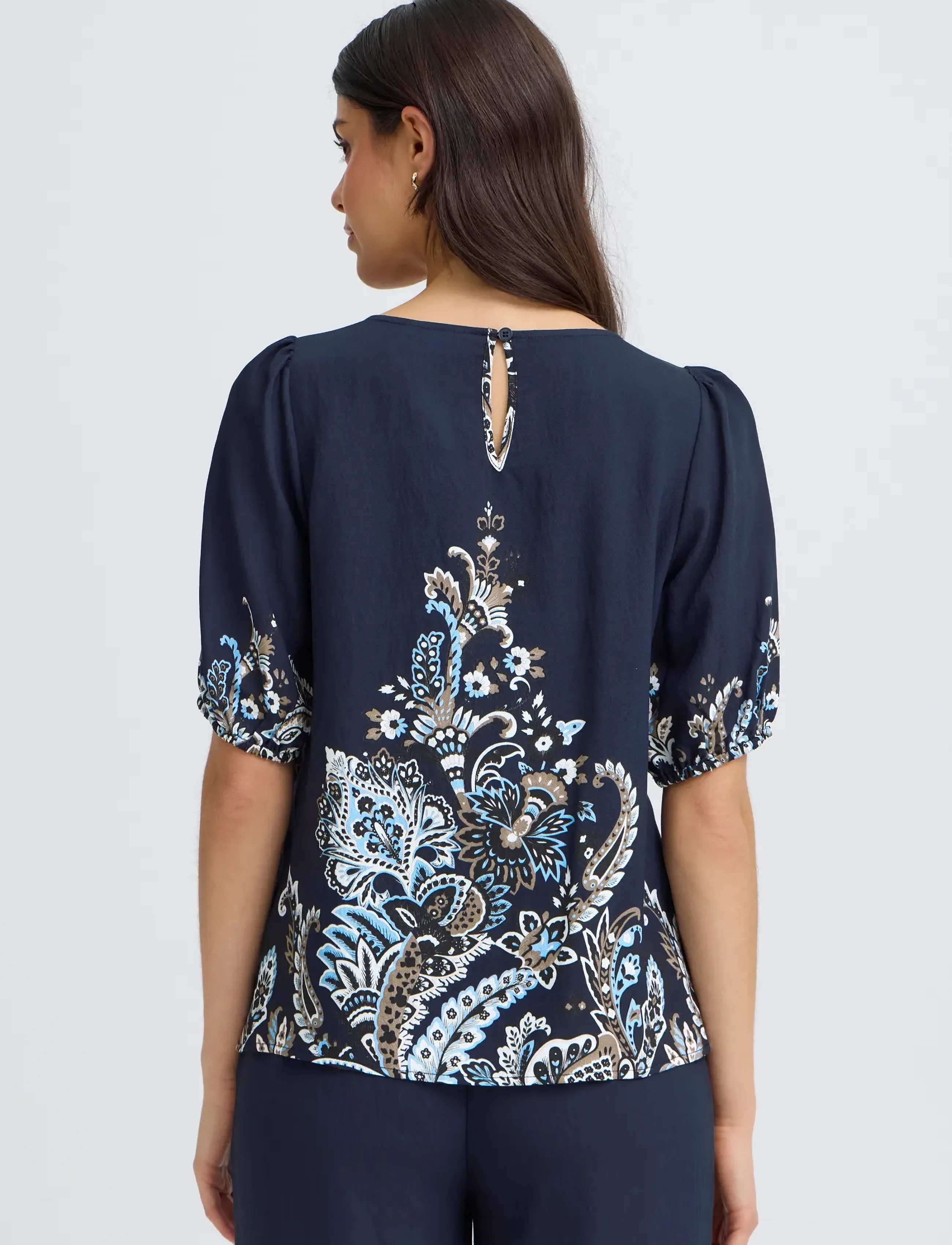 Fransa - FRADARA BL 4 - kurzärmelige blusen - navy blazer paisley - 4
