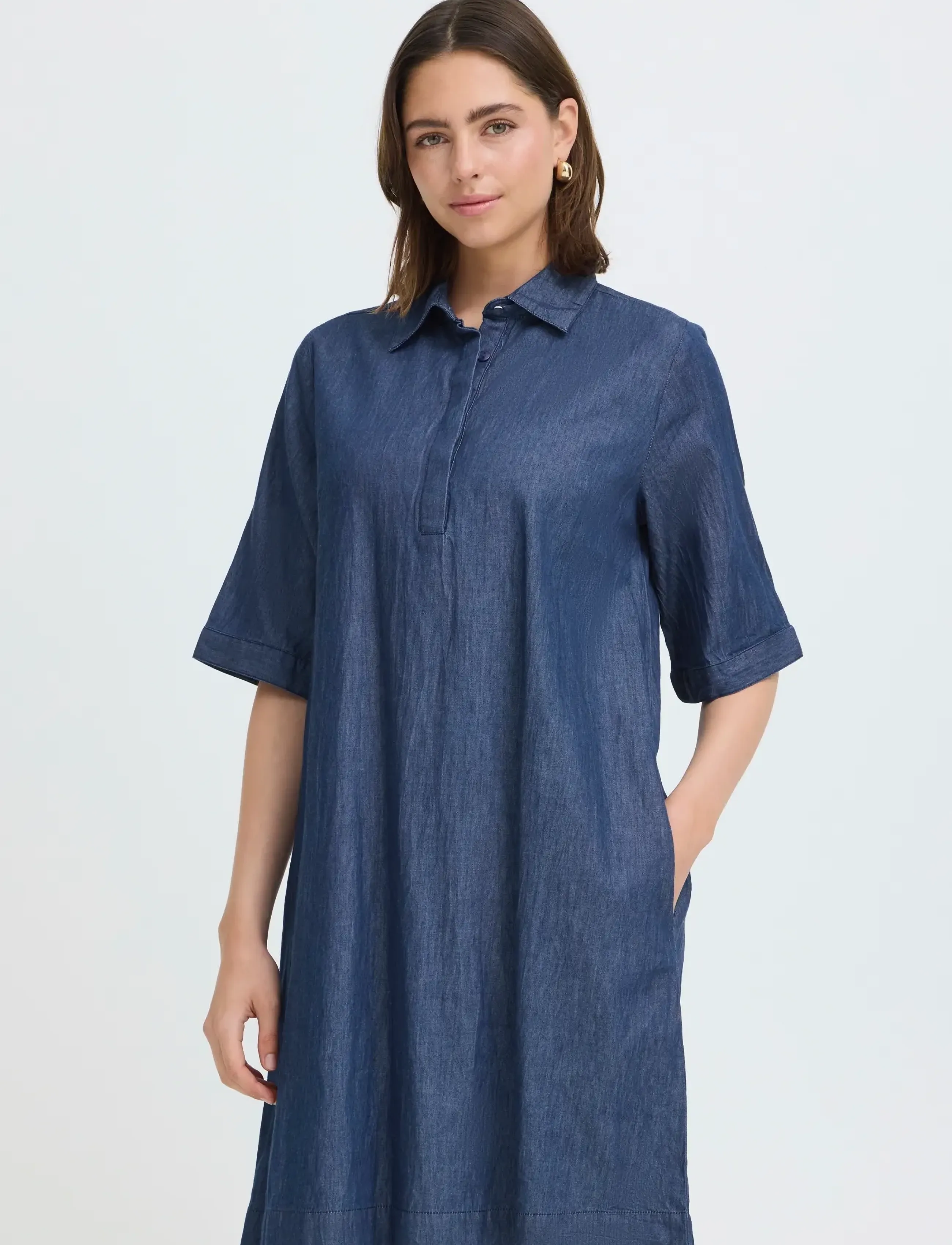 Fransa - FRLARISSA DR 5 - hemdkleider - mid blue denim - 3