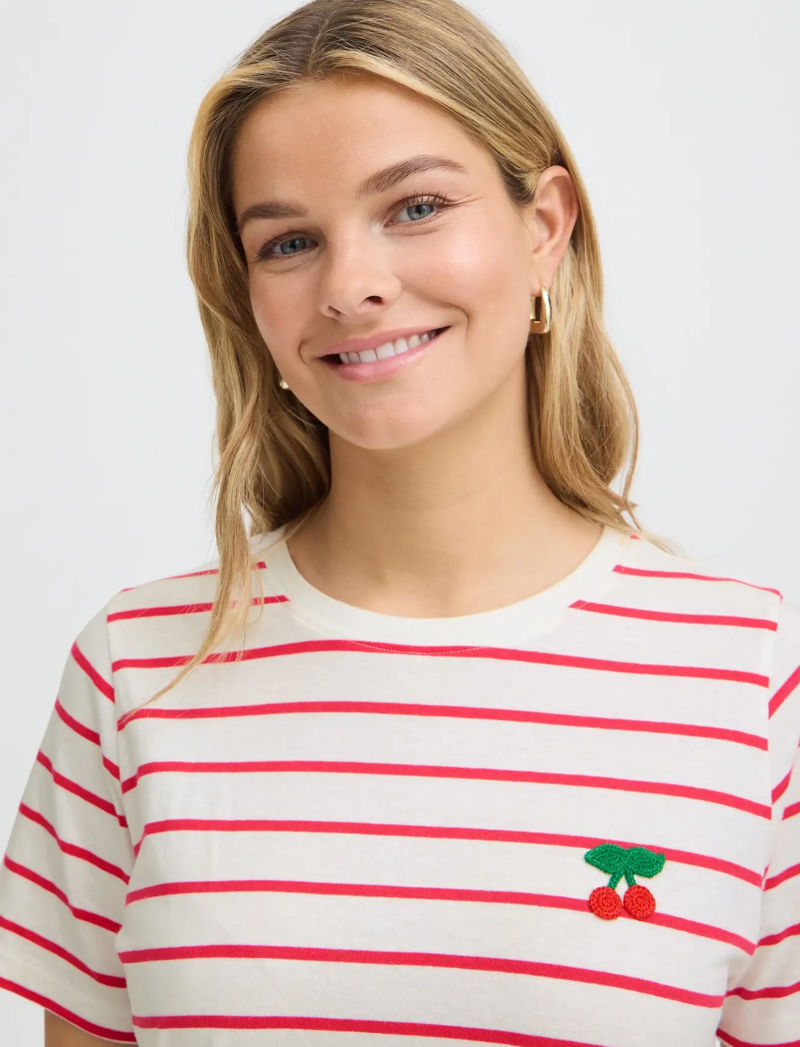 Fransa - FRTIANA TEE 1 - t-shirts - v. pink stripe cherrys - 5