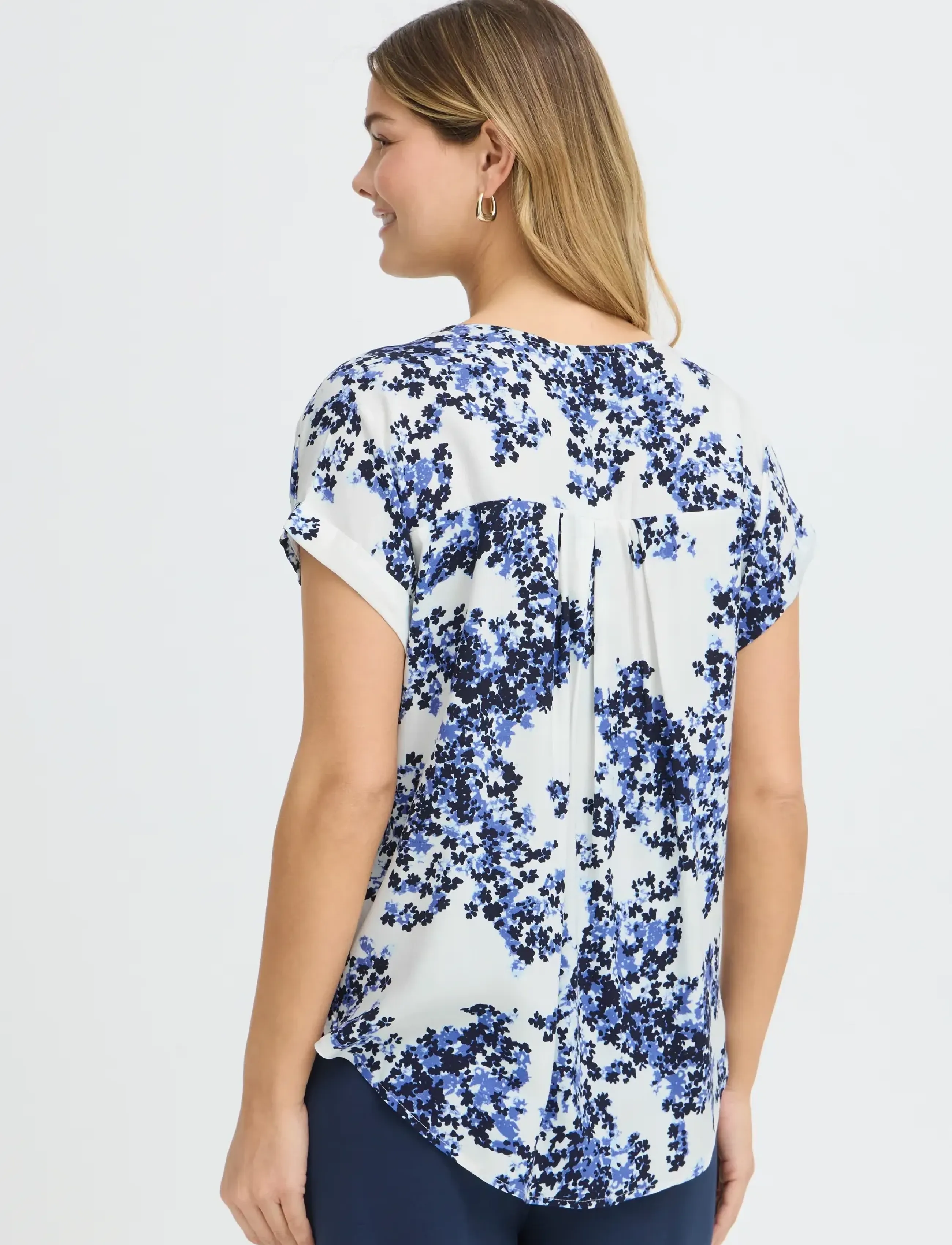 Fransa - FRHEAT BL 3 - short-sleeved blouses - soft petals nouvean navy - 4