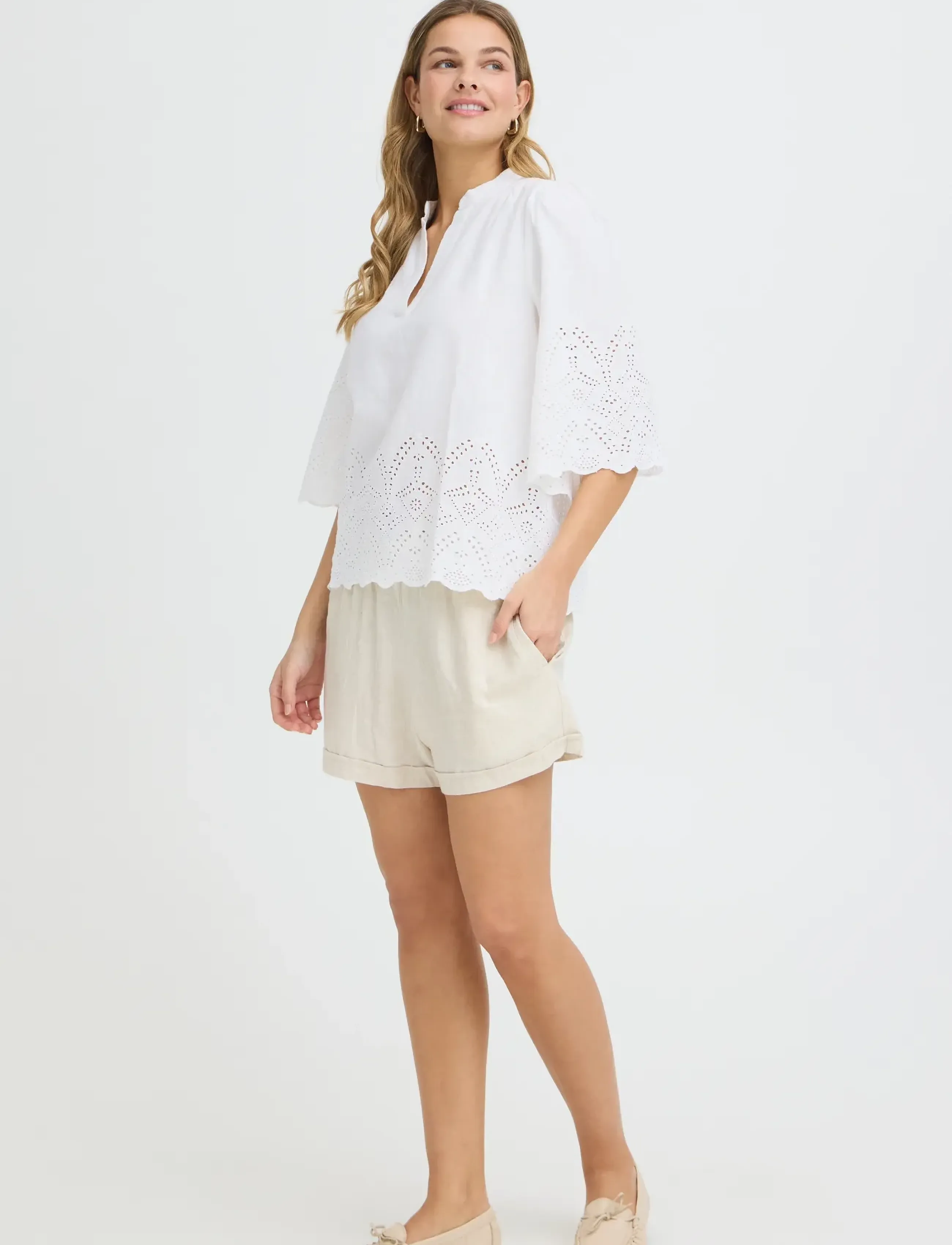 Fransa Frrae Bl 1, XXL, White, Bluser > Kortærmede, Dame