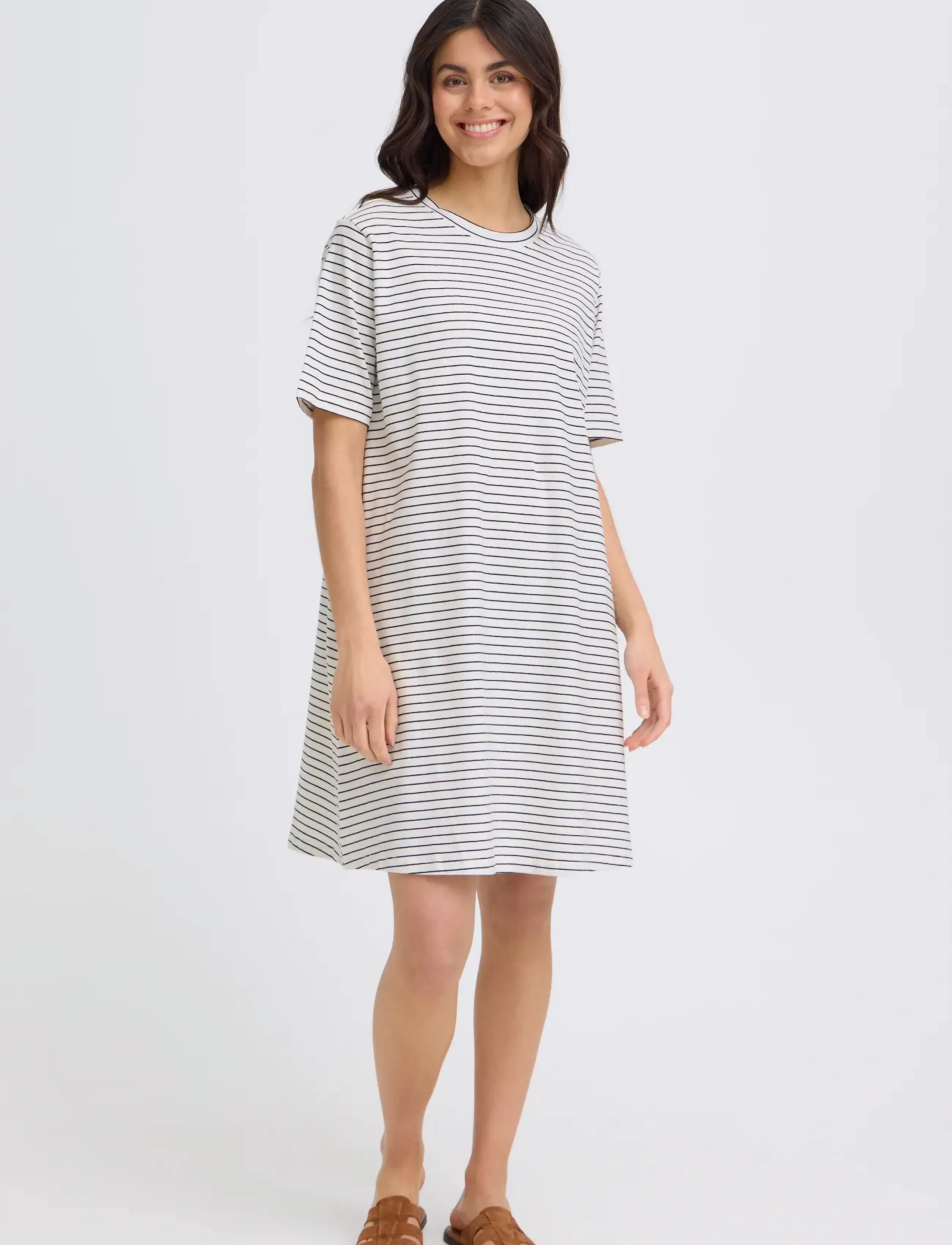 Fransa FRFEBA DR 1 - T-Shirt-Kleider - WHITE W. BLACK STRIPE / white