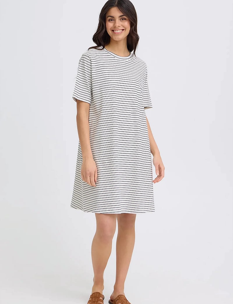 Fransa - FRFEBA DR 1 - t-shirt-kleider - white w. black stripe - 0