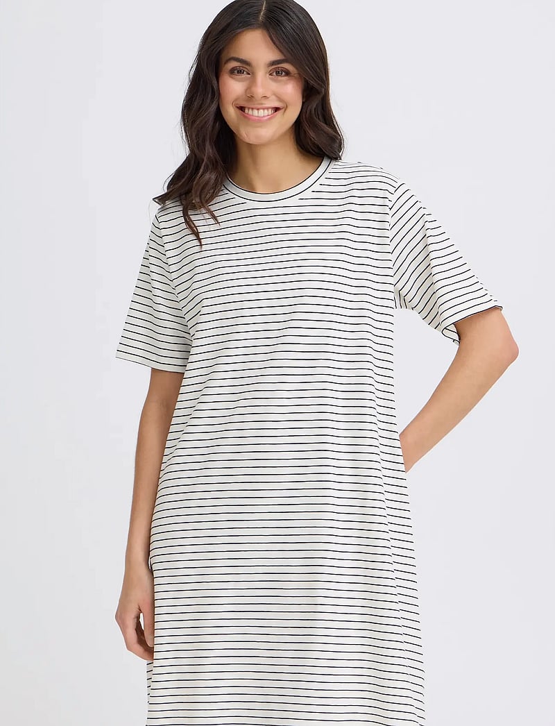 Fransa - FRFEBA DR 1 - t-shirt-kleider - white w. black stripe - 3