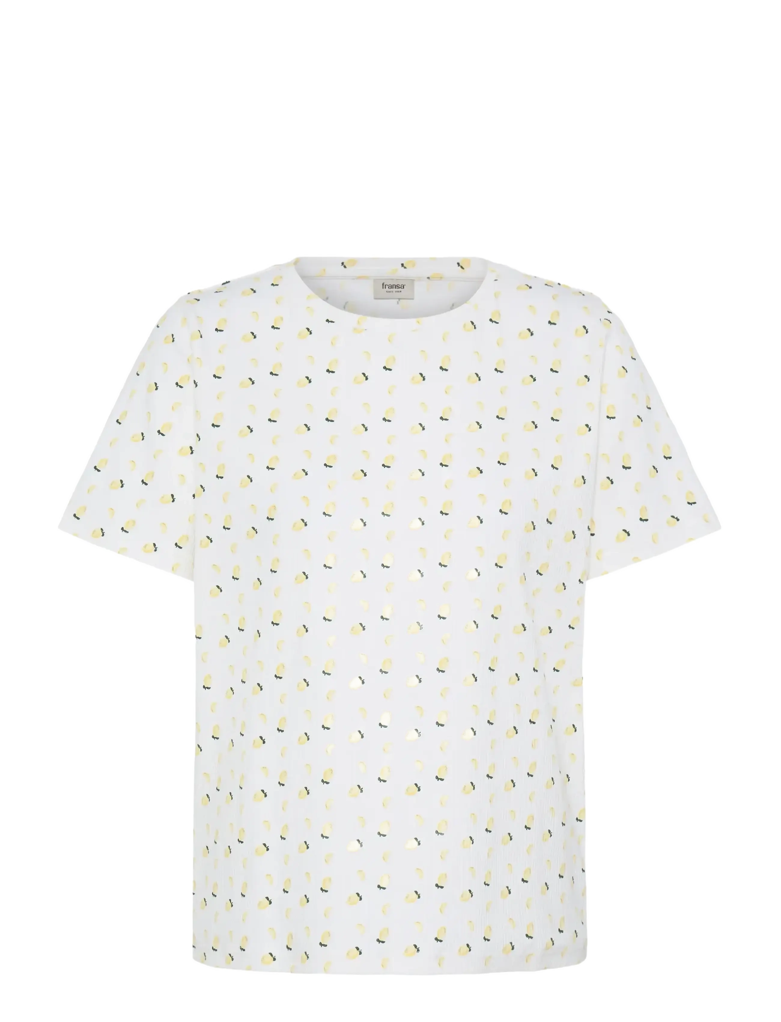 Fransa FRTESS TEE 1 - Odzież - PASTEL YELLOW LEMON / white