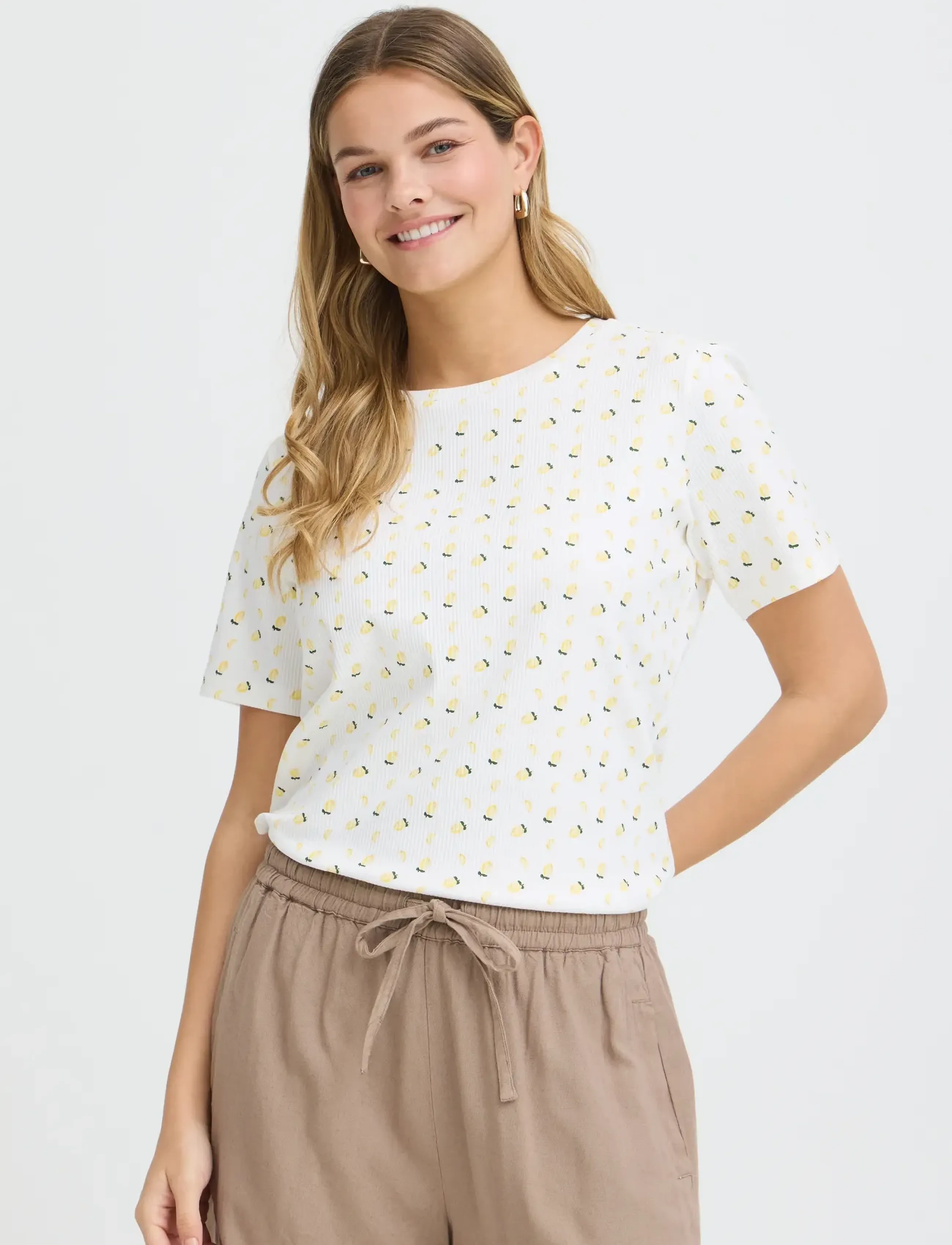Fransa - FRTESS TEE 1 - t-shirts - pastel yellow lemon - 3