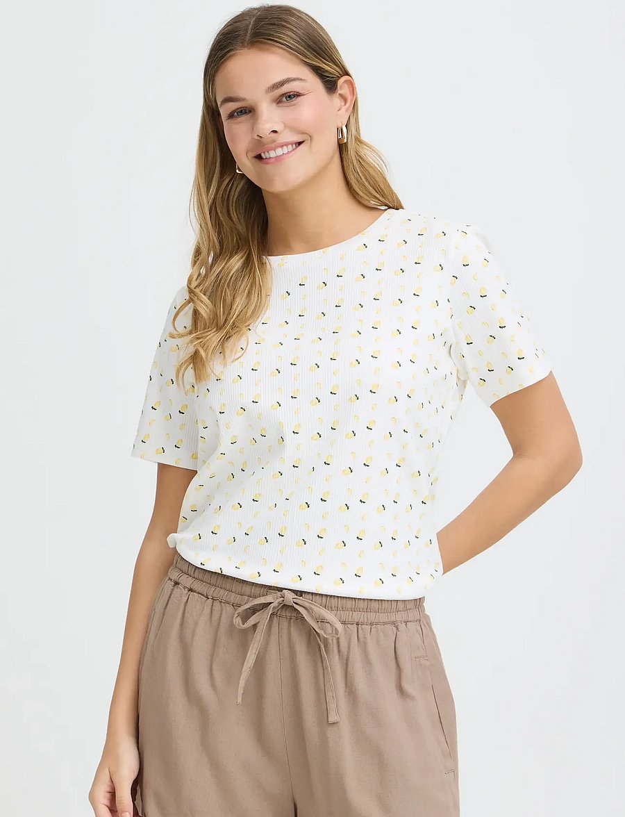 Fransa - FRTESS TEE 1 - t-shirts - pastel yellow lemon - 3