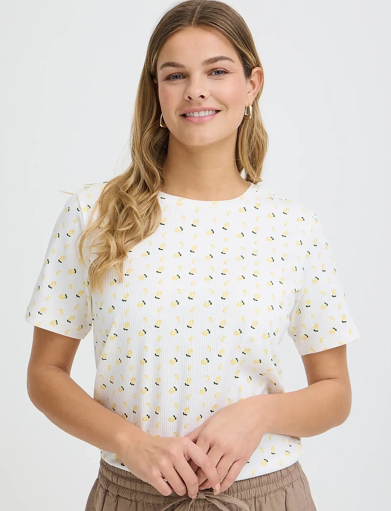 Fransa - FRTESS TEE 1 - t-shirts - pastel yellow lemon - 5