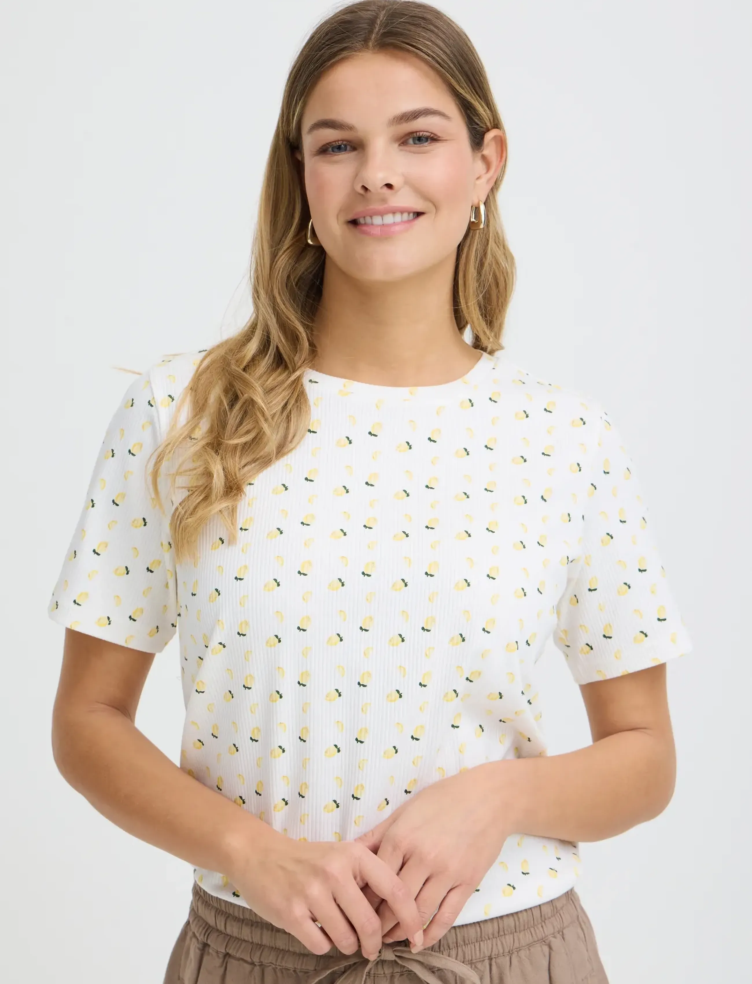 Fransa - FRTESS TEE 1 - t-shirts - pastel yellow lemon - 5