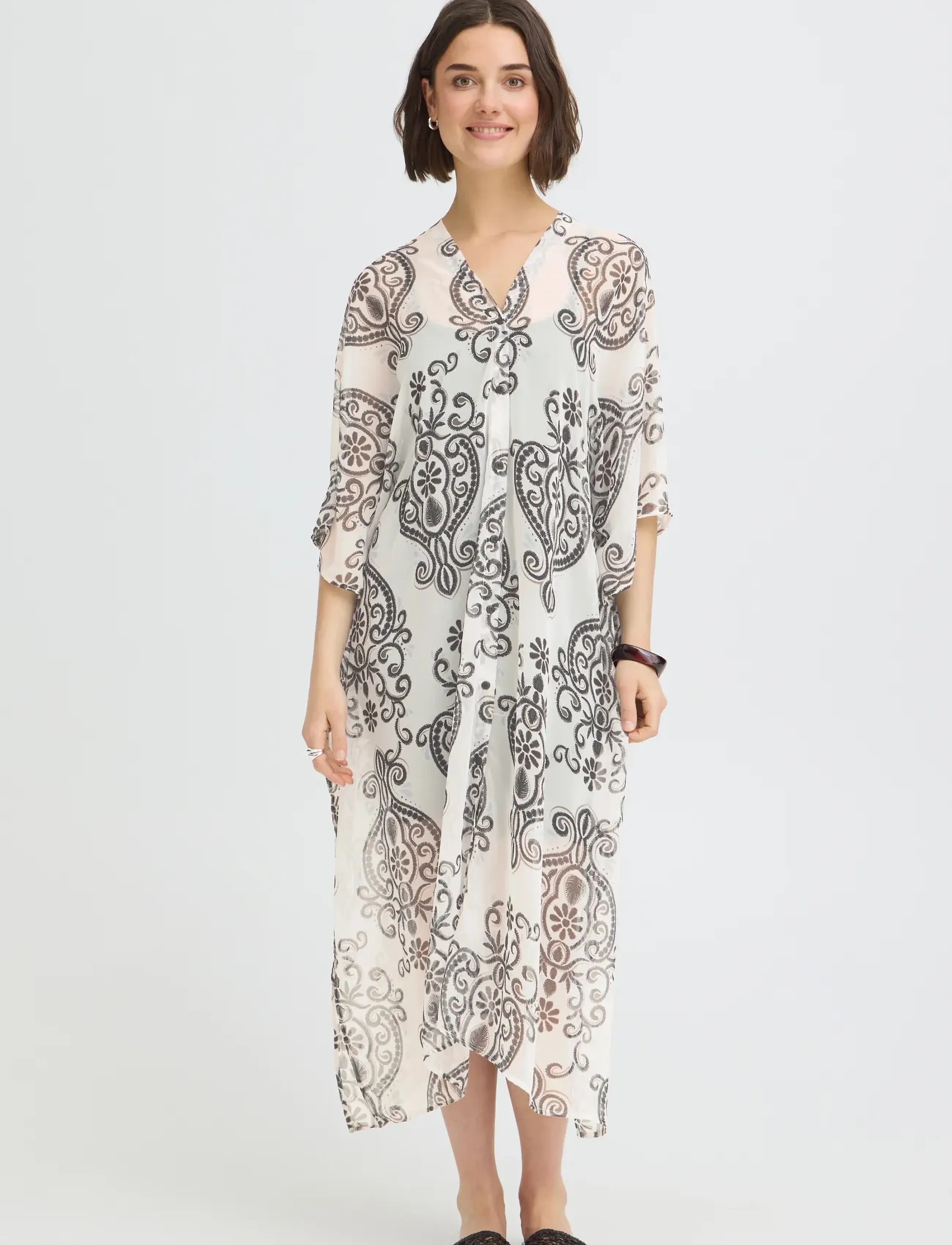 Fransa FRNATALA KAFTAN 1 - Fransa - BOHO MUSE WHITE W. BLACK / white