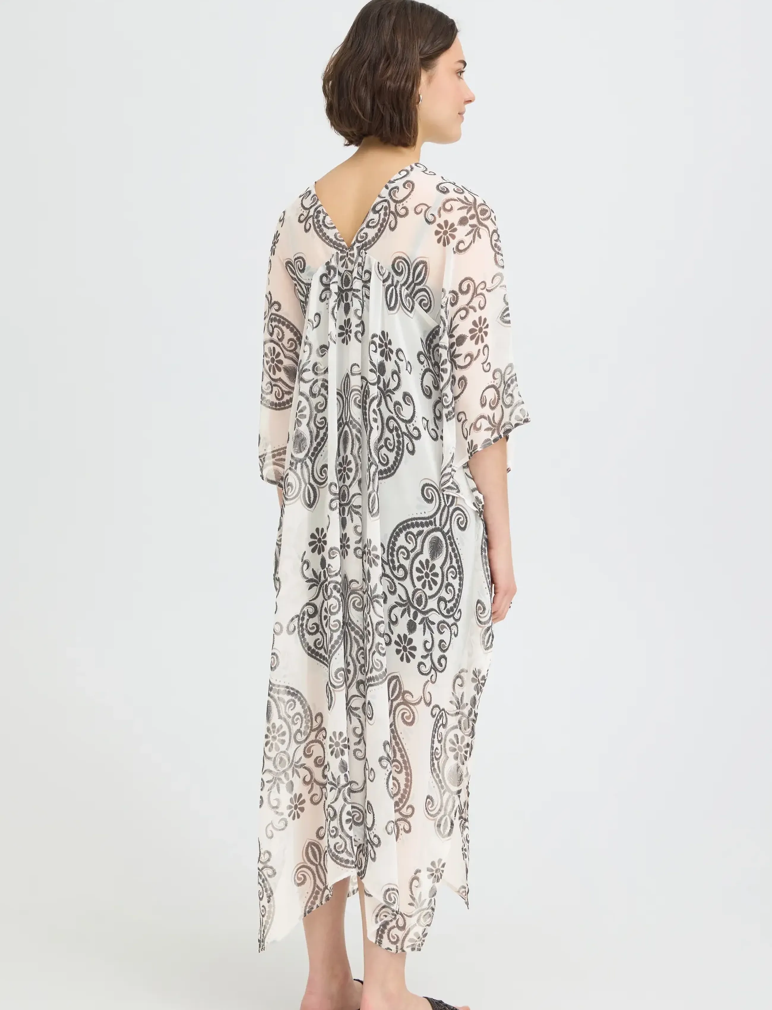 Fransa - FRNATALA KAFTAN 1 - vasaras kleitas - boho muse white w. black - 4