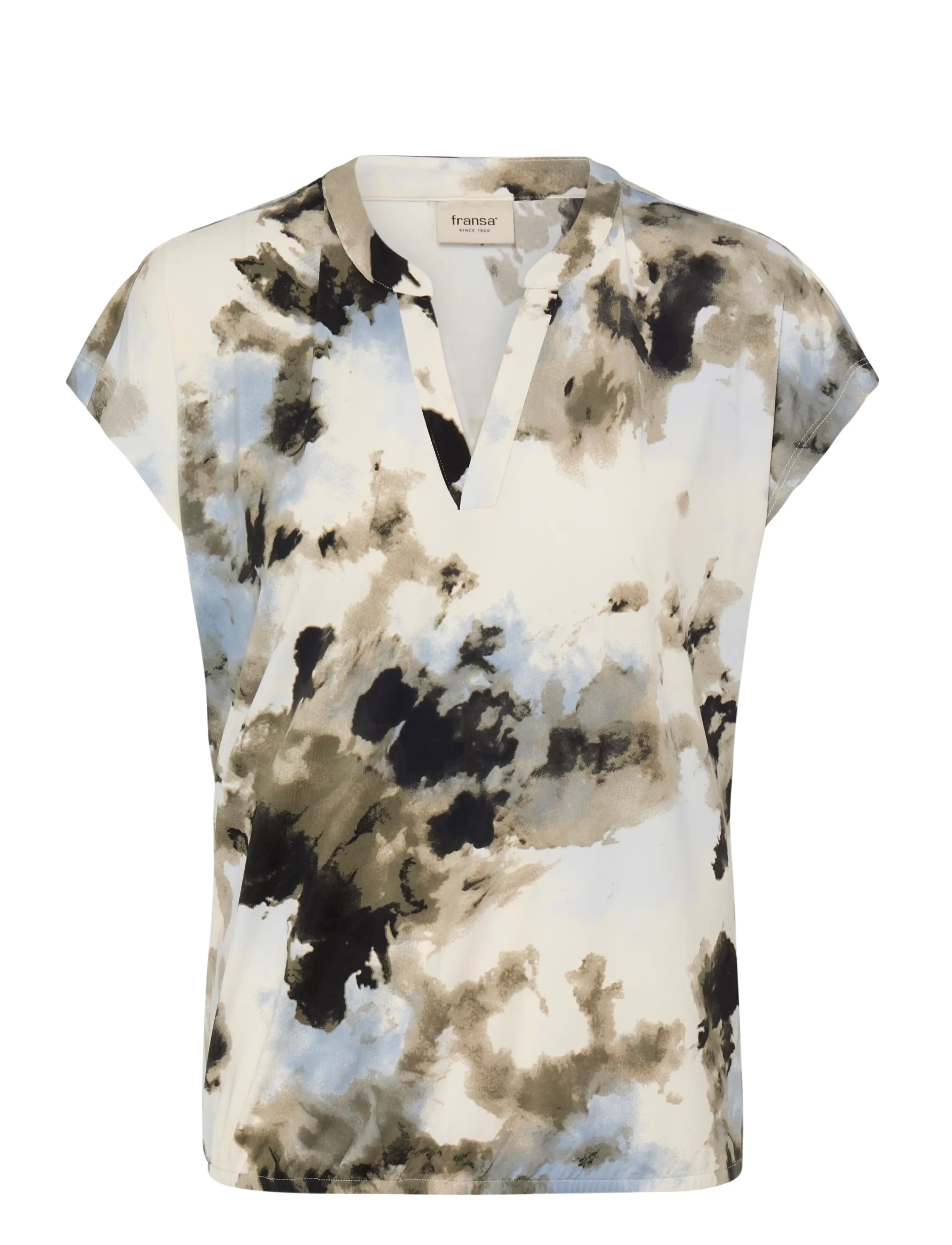 Fransa FRSEEN TEE 10 - Business tøj - WATERCOLOUR BLOOM ICE WATER / cream