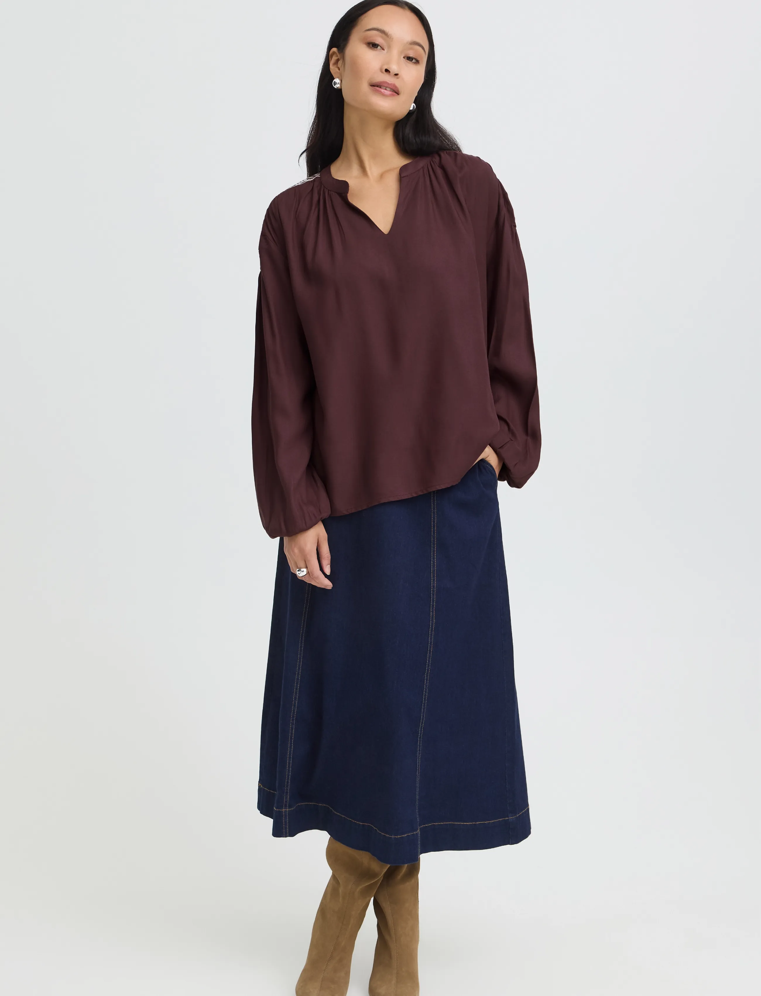 Fransa Frhelene Bl 1, S, Burgundy, Bluser > Langærmede, Dame
