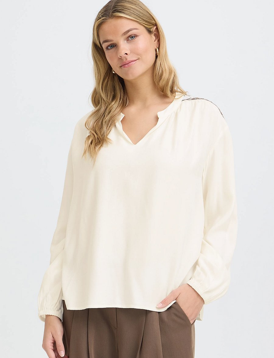 Fransa - FRHELENE BL 1 - pikkade varrukatega pluusid - whisper white - 3