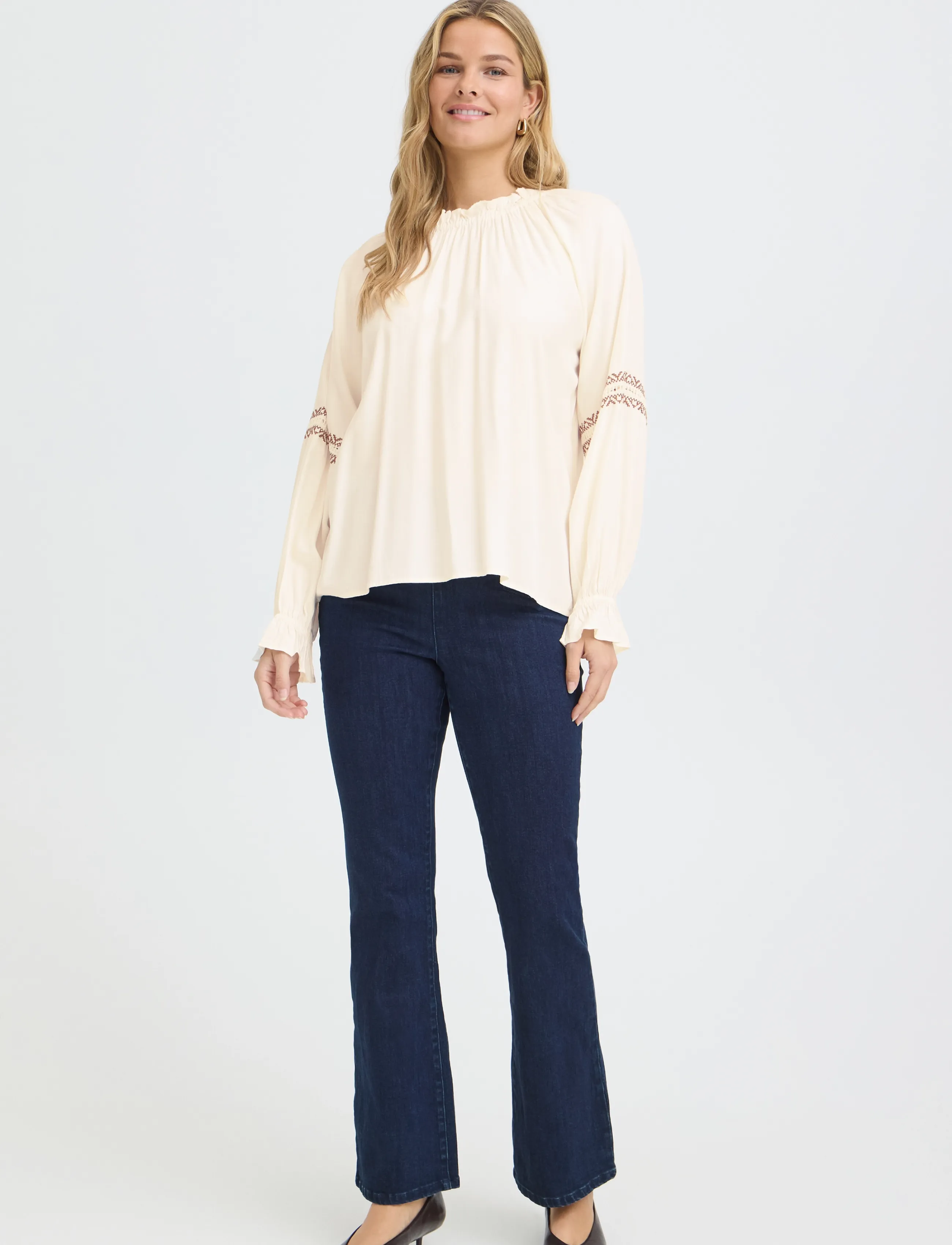 Fransa Frhelene Bl 2, M, White, Bluser > Langærmede, Dame