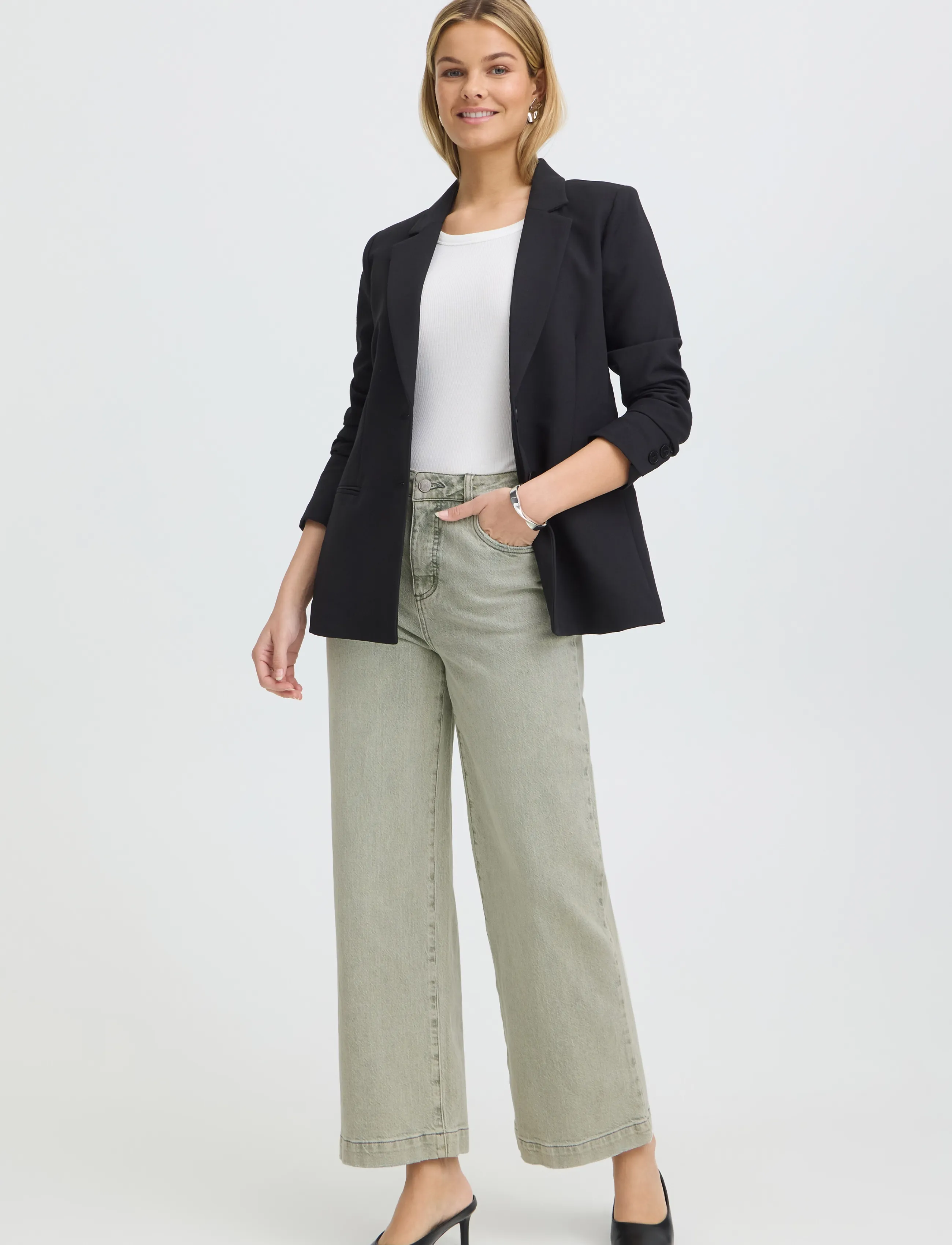 Fransa Frannie Hanna Je 1, 38, Jeans, Khakigrün - Wide, Frauen