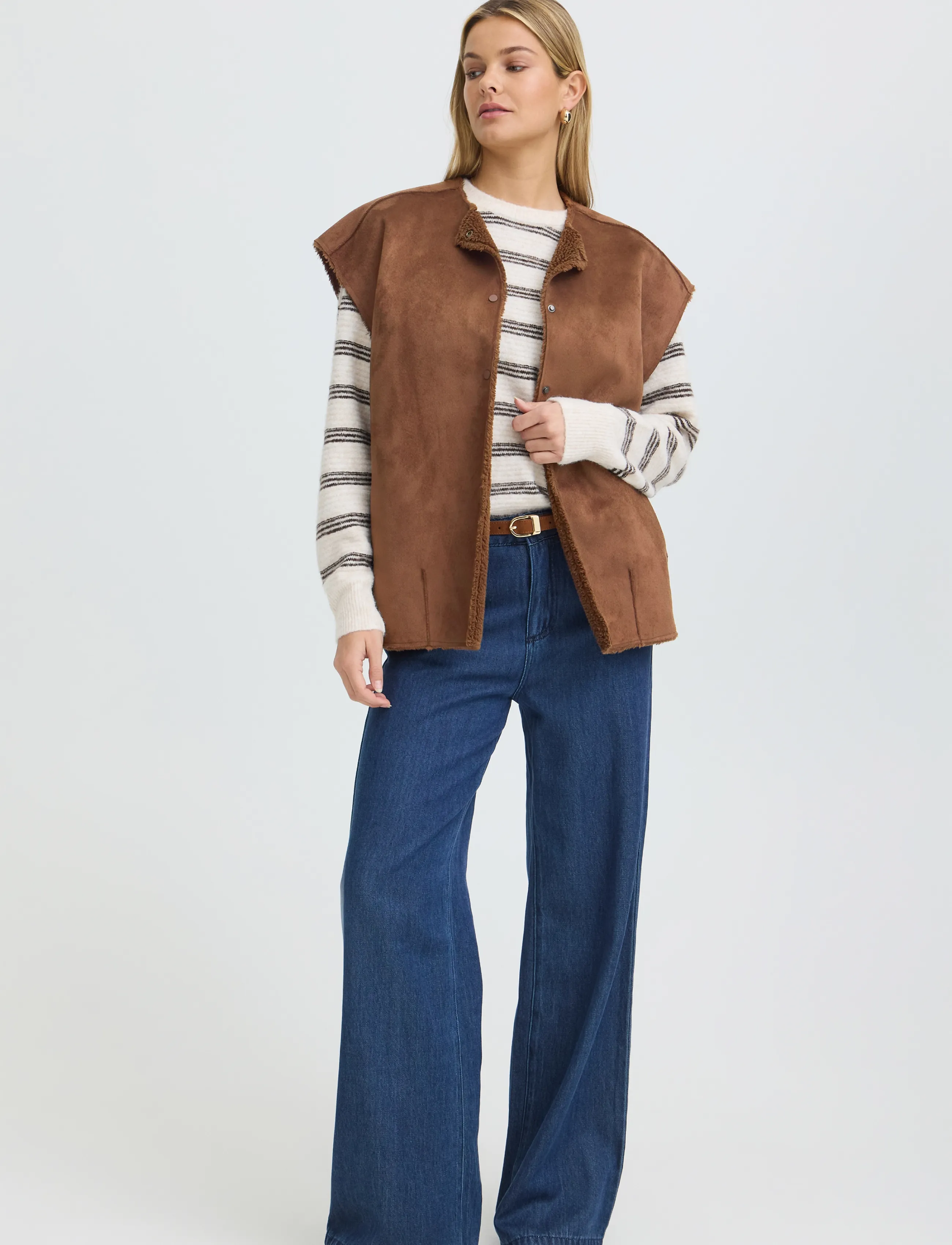 Fransa Fralizza Wa 1, Kvinder, Shearling Vest, Brun, Str: L