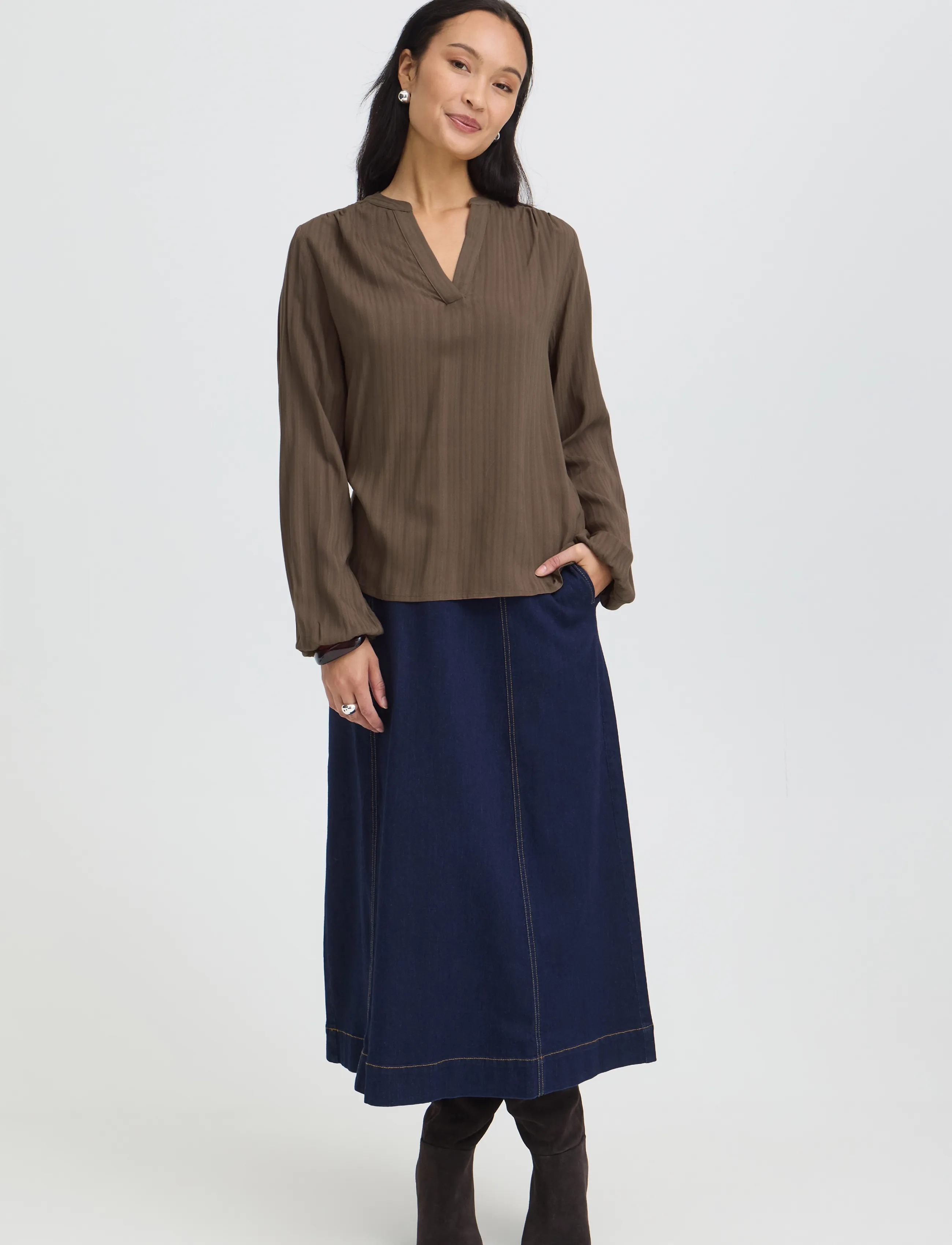 Fransa Frpaulana Bl 1, XS, Brown, Bluser > Langærmede, Dame
