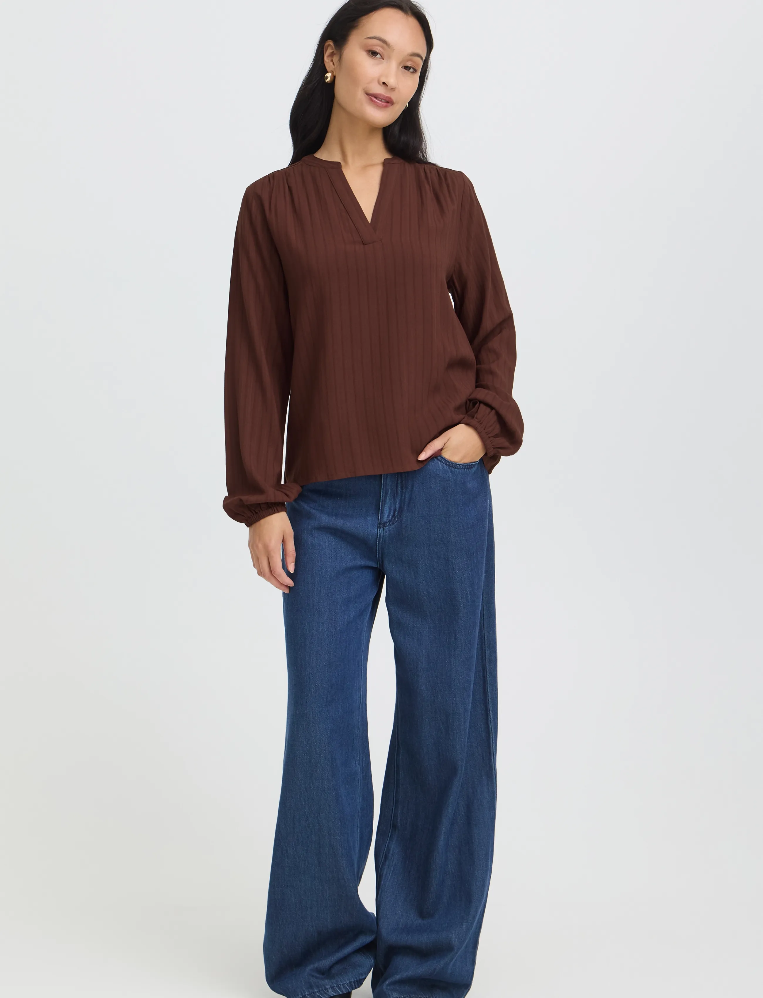 Fransa Frpaulana Bl 1, XS, Brown, Bluser > Langærmede, Dame