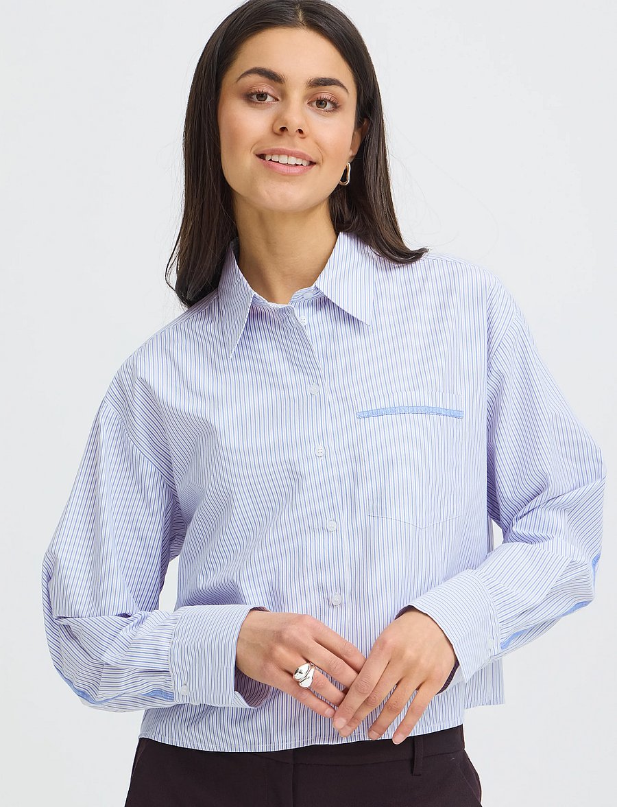 Fransa - FRYARA SH 1 - långärmade skjortor - blue blizzard stripe - 3