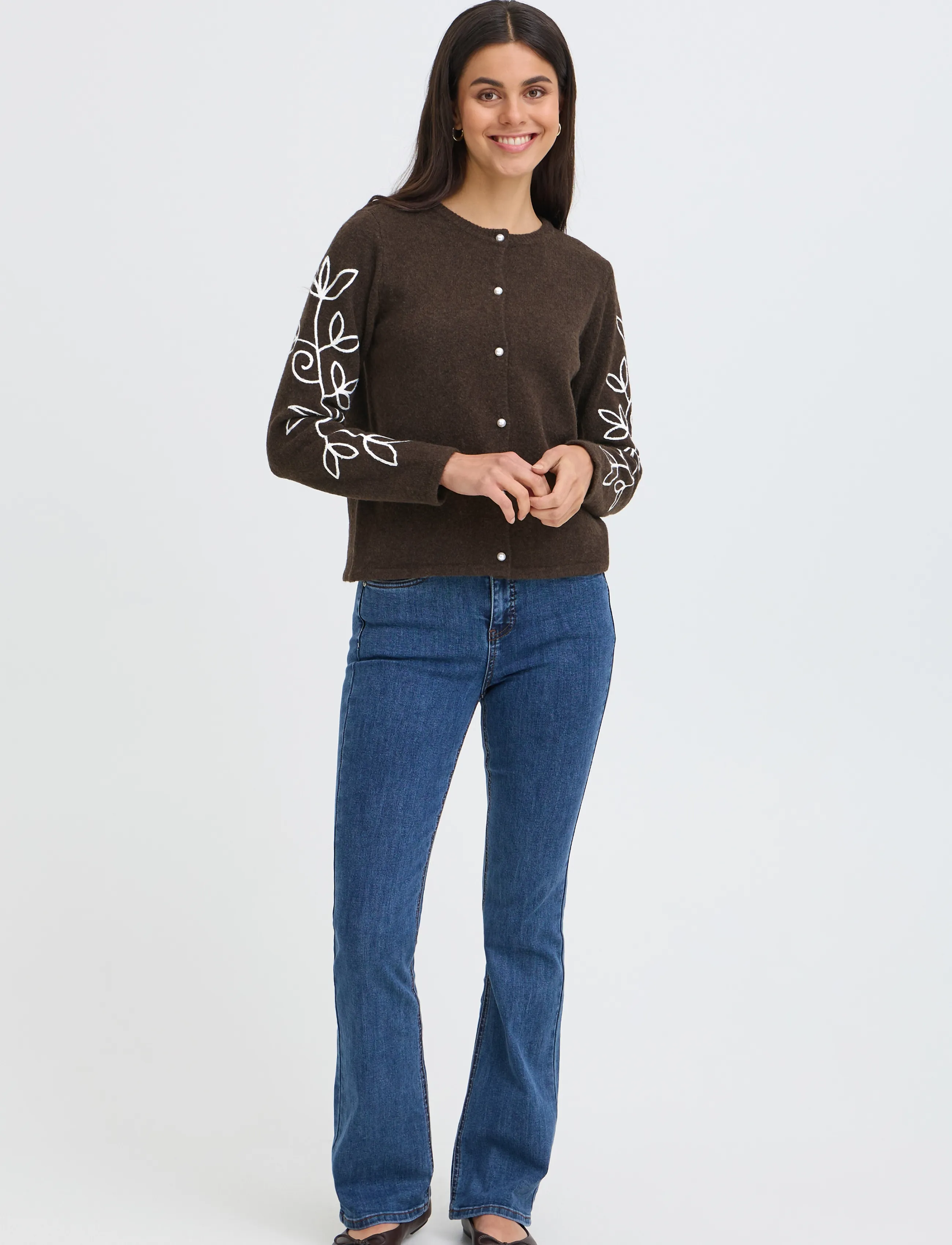 Fransa FRELLEN CAR 2 - Fransa - HOT FUDGE EMBROIDERY / brown