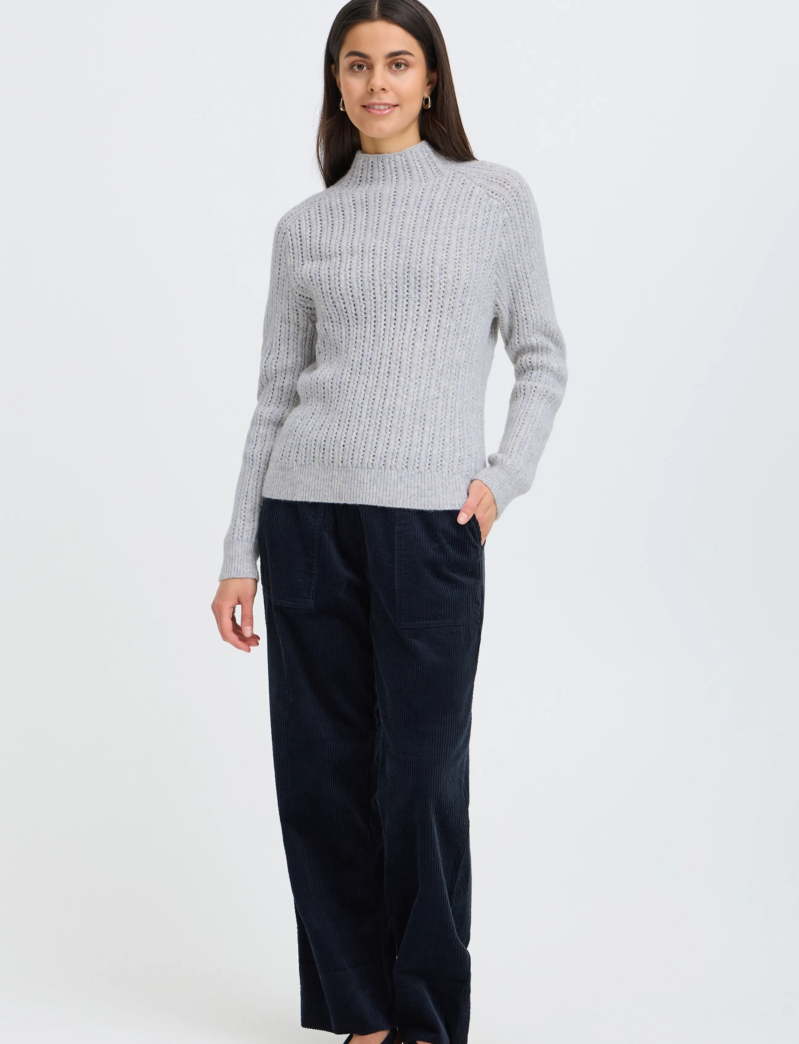 Fransa FRCHERISSA PU 1 - Stickat - PUMICE-STONE MIX / grey