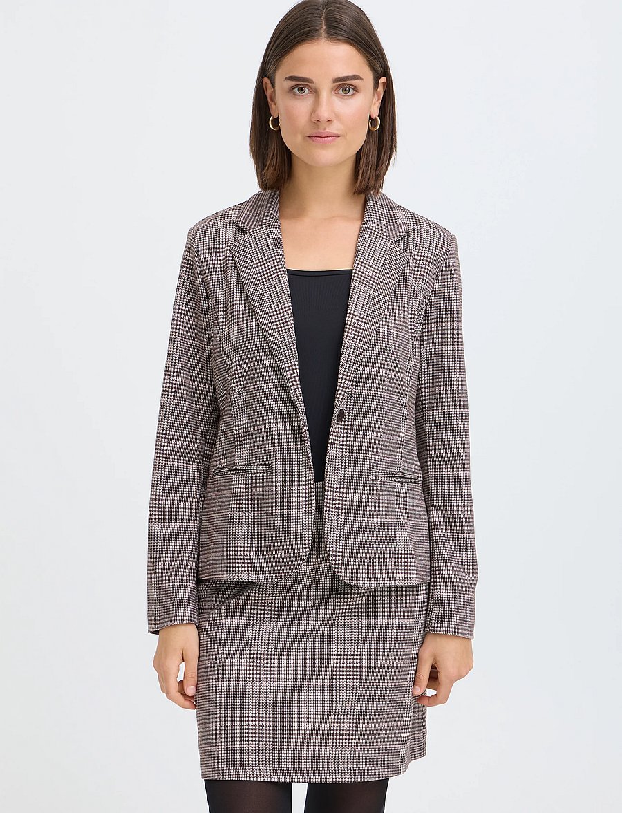 Fransa - FRBABETT BLA 1 - enkeltradede blazere - hot fudge w. pink check - 3