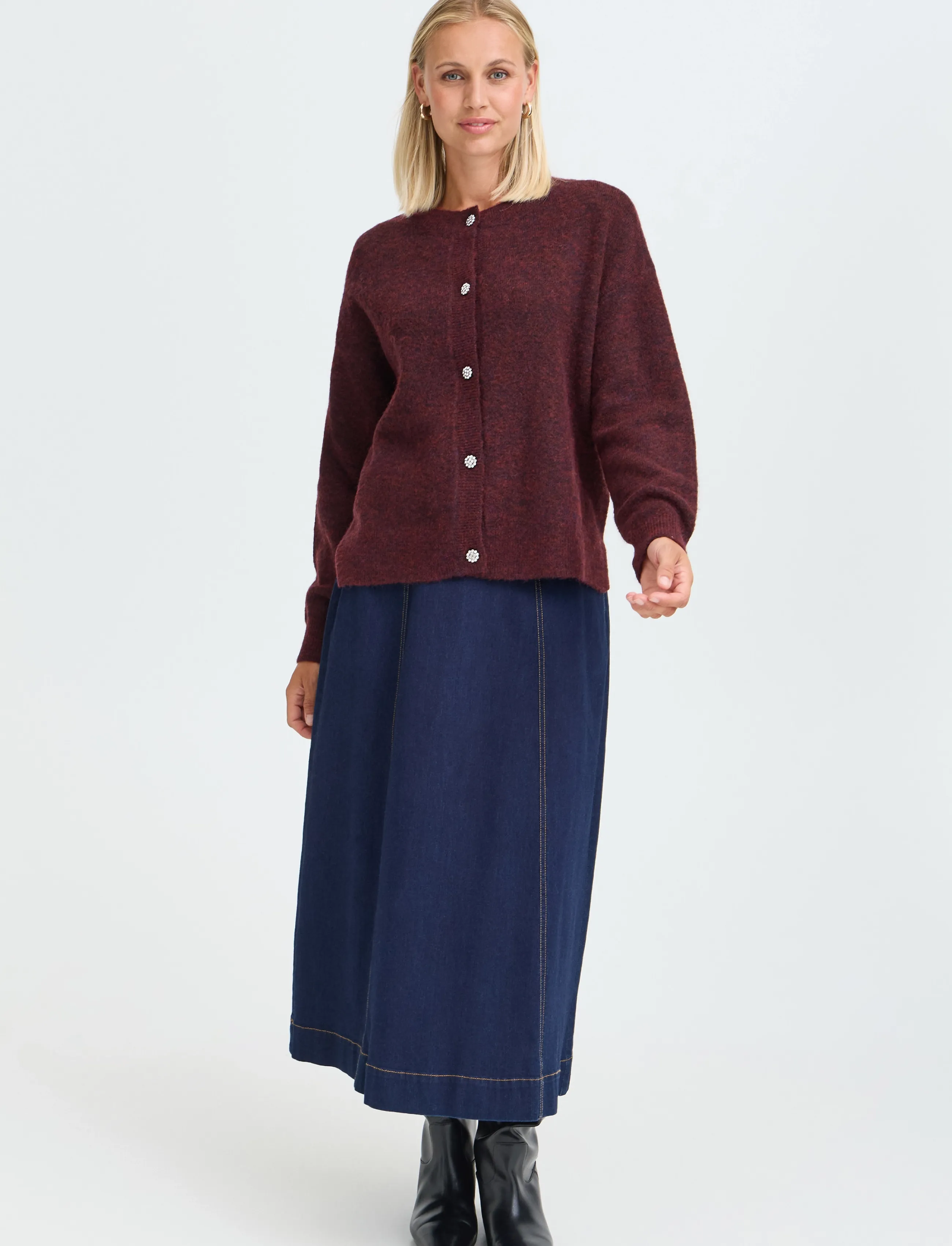 Fransa FRSANNY CAR 11 - Cardigans - PORT ROYALE MELANGE / burgundy